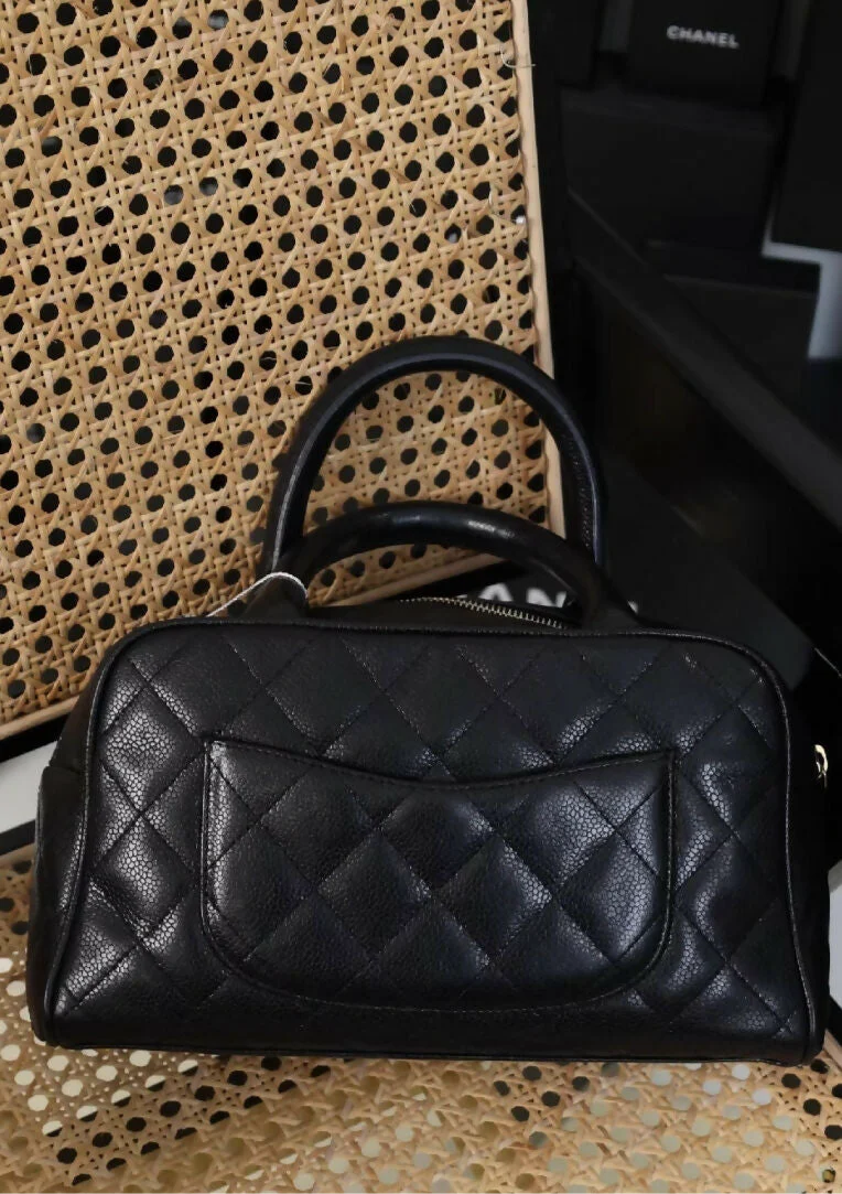 Chanel Black Caviar Bowling Handbag - Image 2