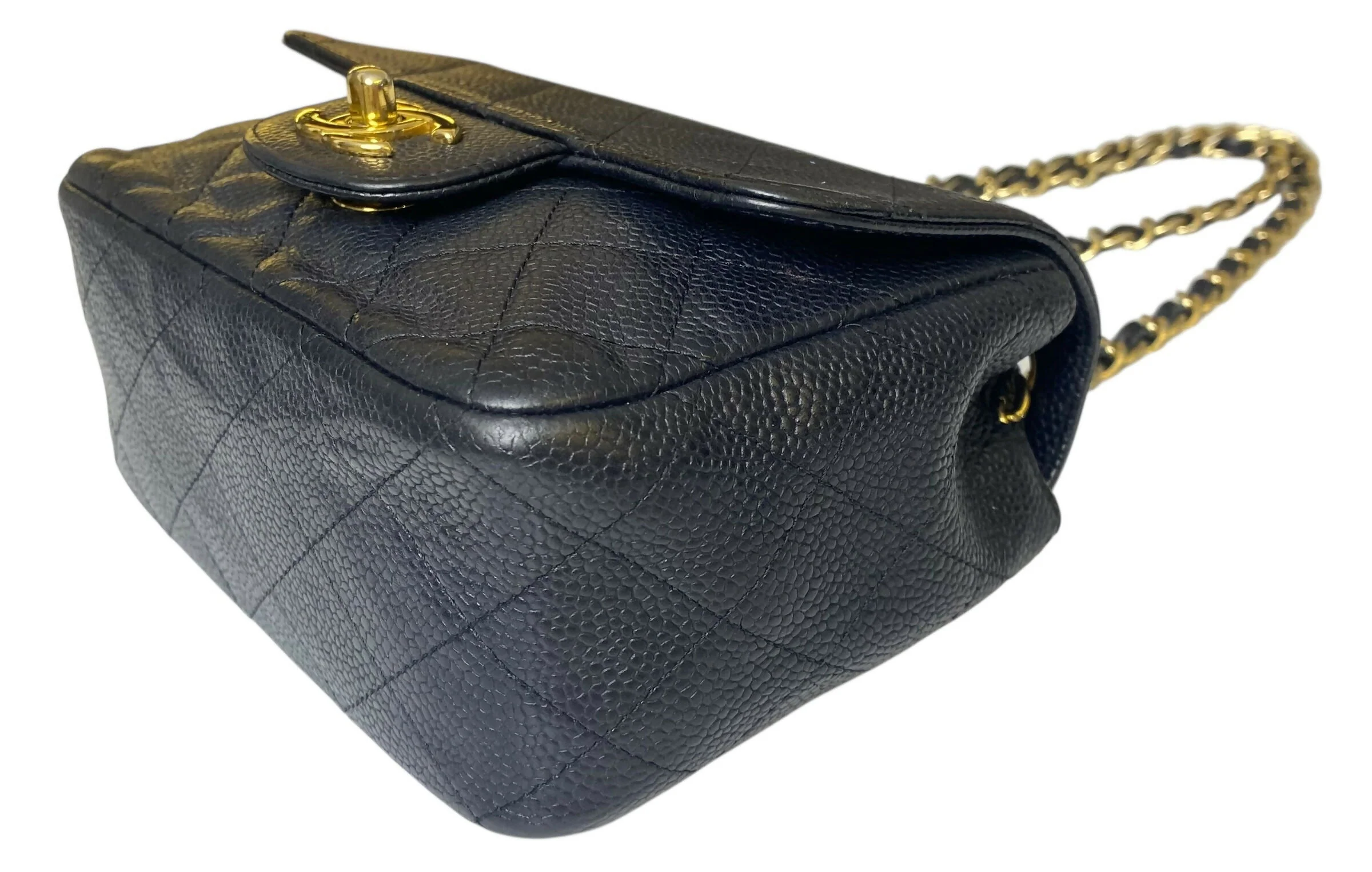 Chanel Black Caviar Mini Square Classic Timeless Flap Bag GHW Gold Hardware - Image 6