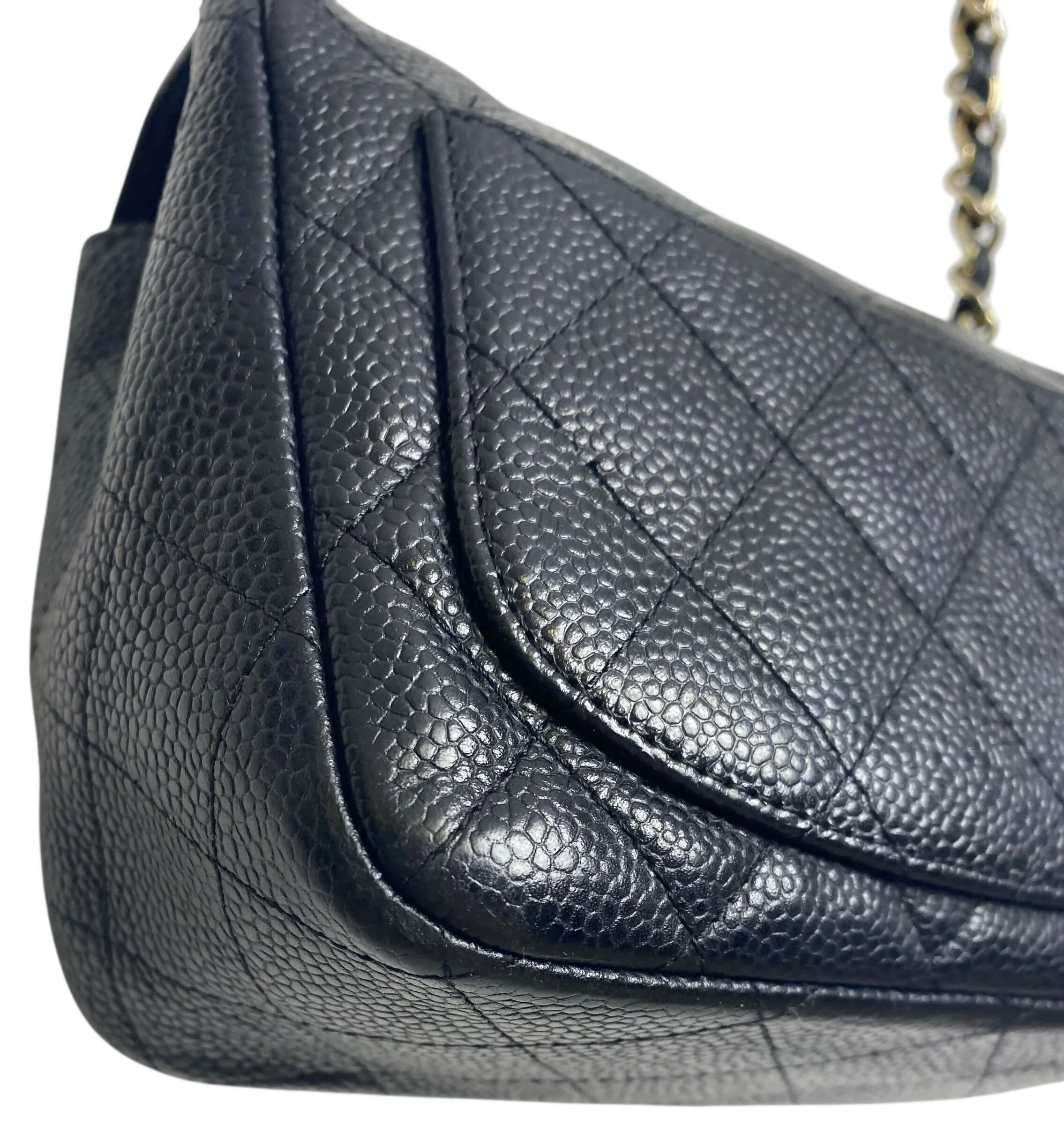 Chanel Black Caviar Mini Square Classic Timeless Flap Bag GHW Gold Hardware - Image 7