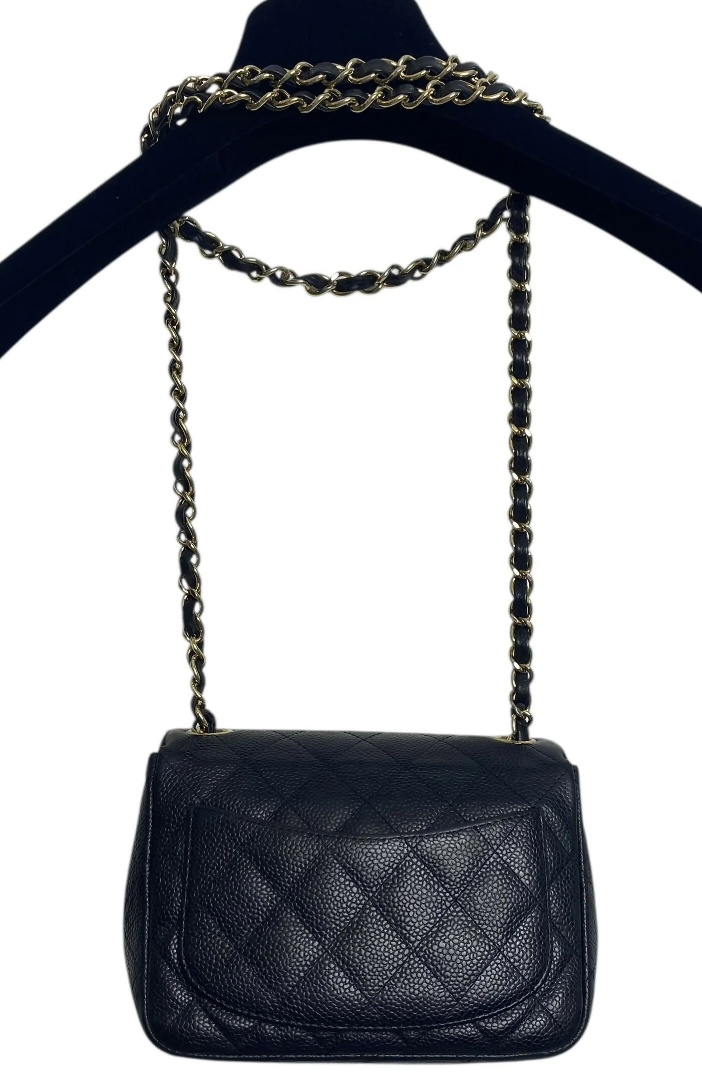 Chanel Black Caviar Mini Square Classic Timeless Flap Bag GHW Gold Hardware - Image 9