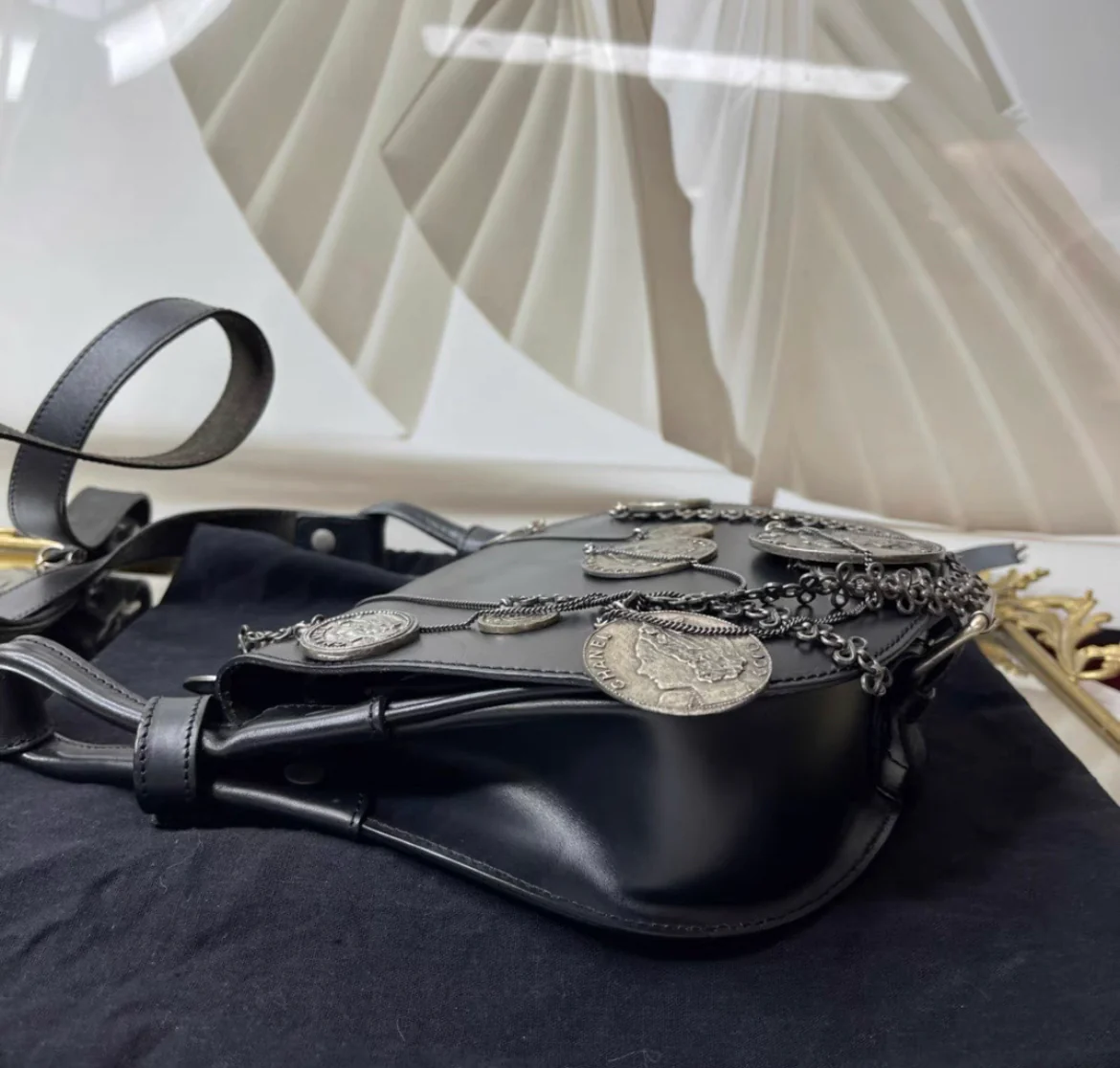 Chanel Black Coin Medallion Saddle - Image 3