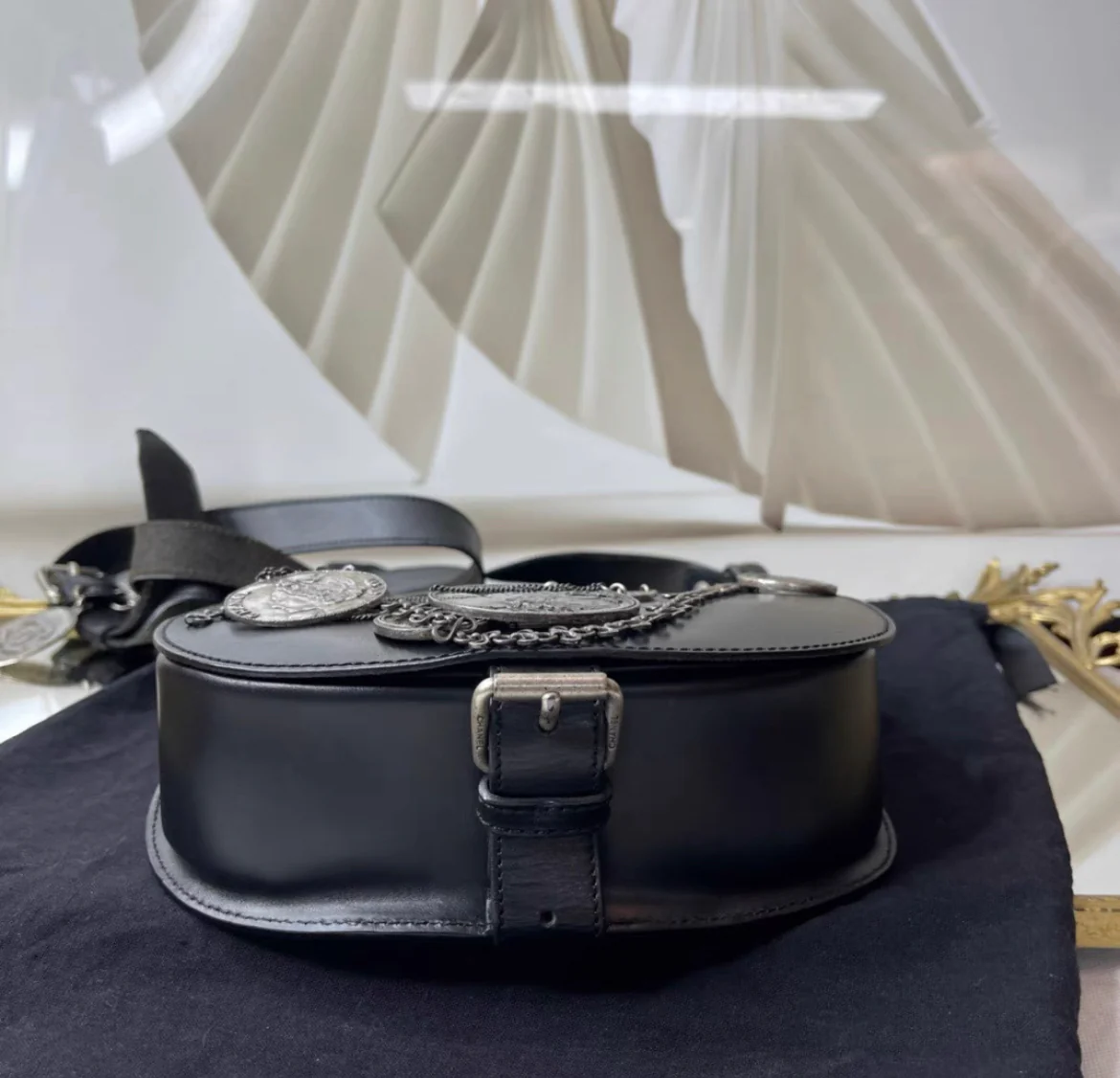 Chanel Black Coin Medallion Saddle - Image 7