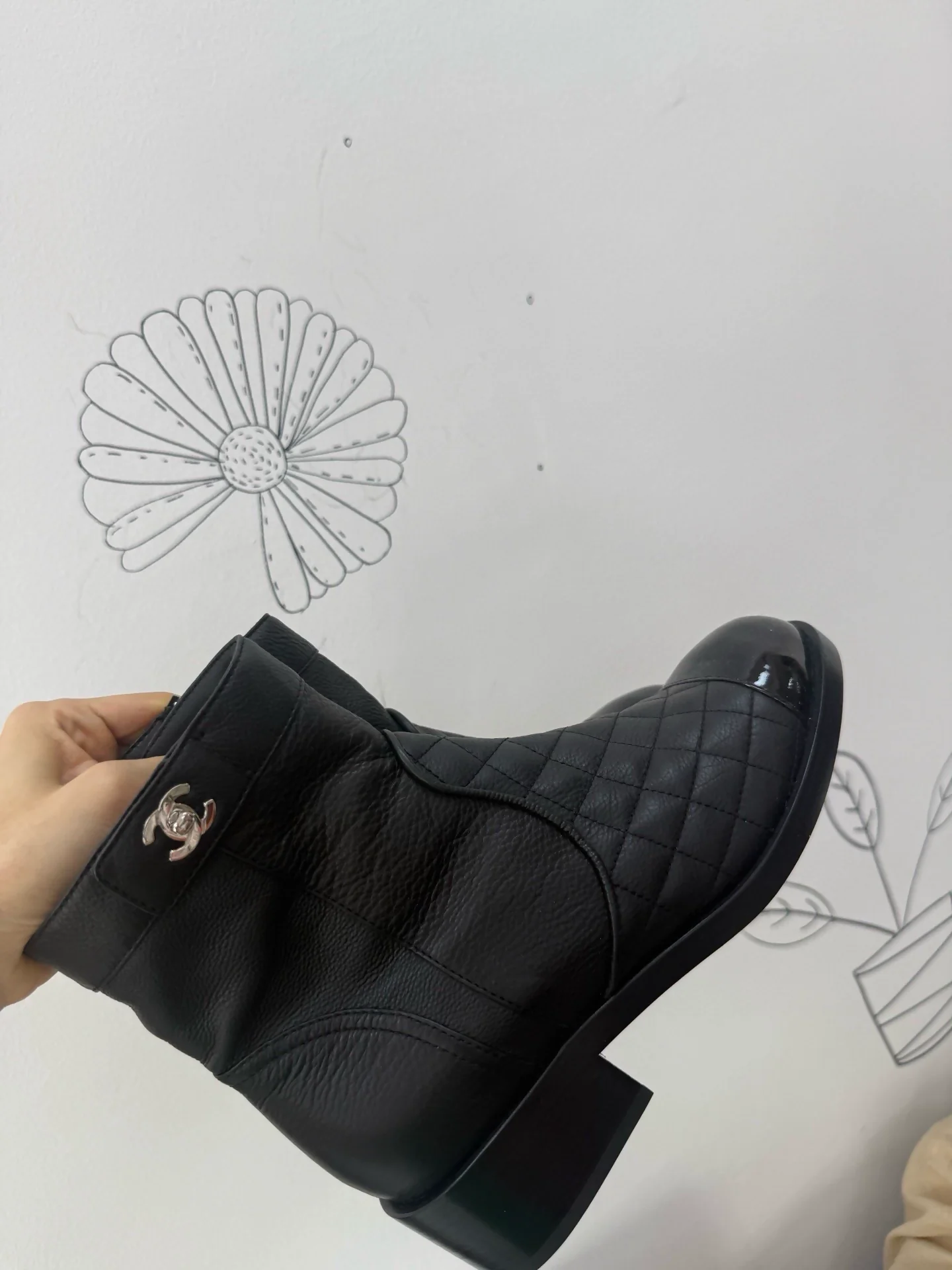 Chanel black diamond pattern classic ankle boots - Image 2