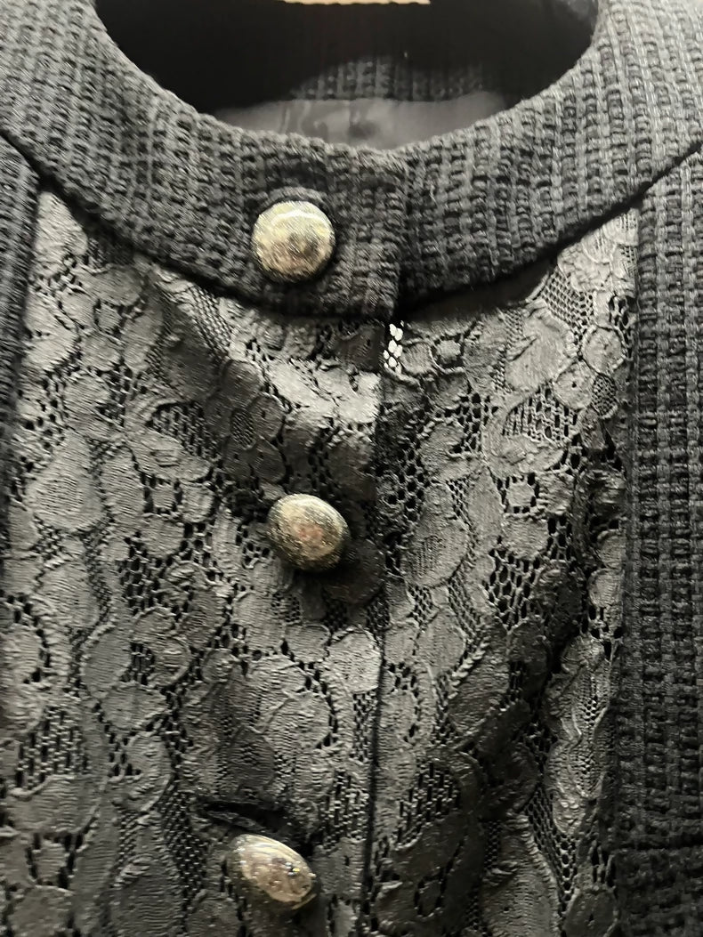 Chanel black lace and tweed jacket - Image 2