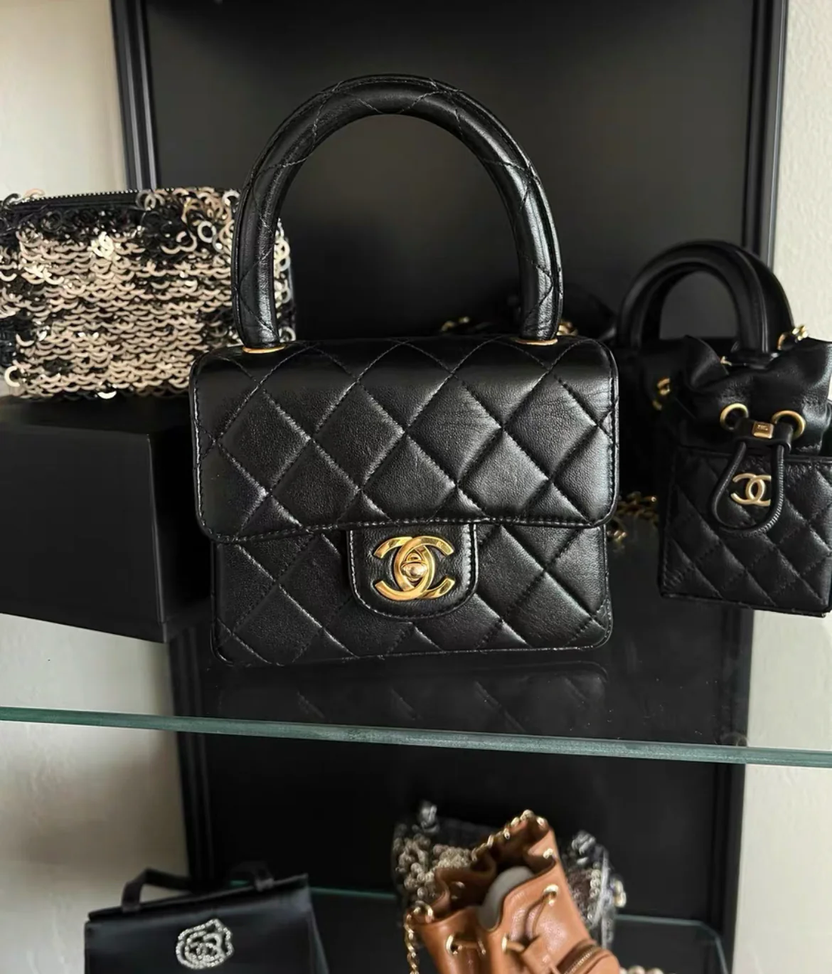 Chanel Black Lambskin Kelly Quilted Mini Flap - Image 2