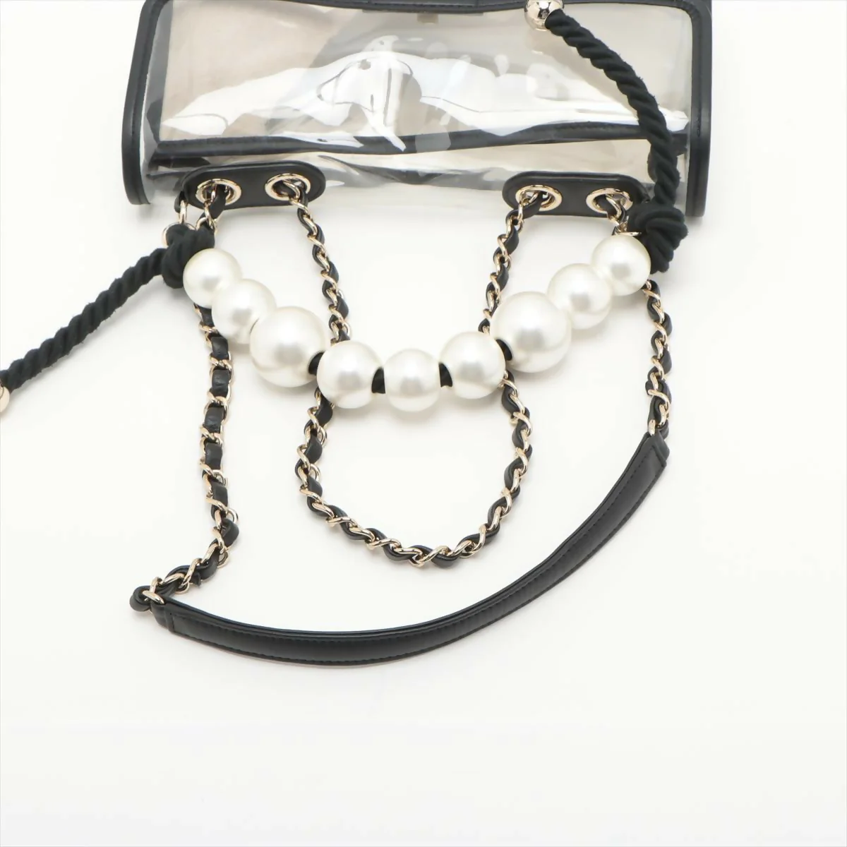 Chanel Black Lambskin PVC Sand By The Sea With Pearl Strap Flap Bag - Image 3
