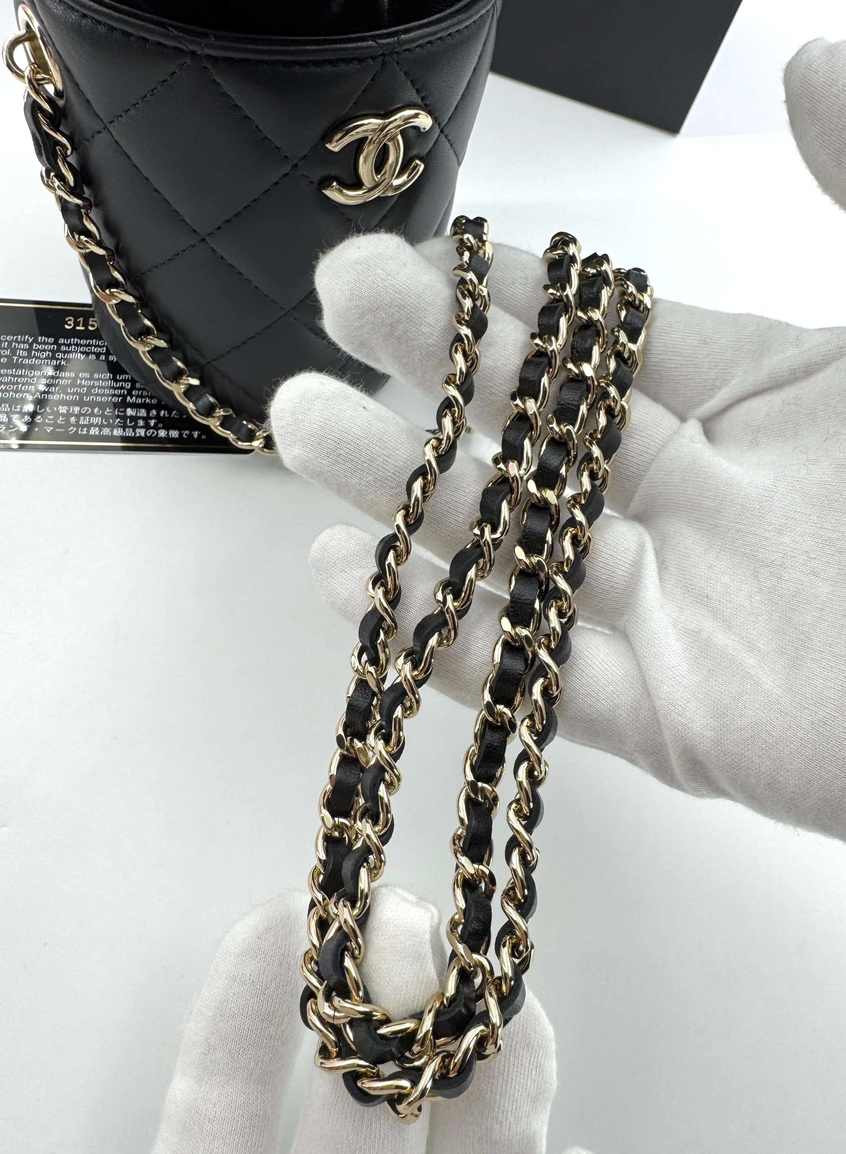 Chanel Black leather mini bucket bag silver hardware - Image 11