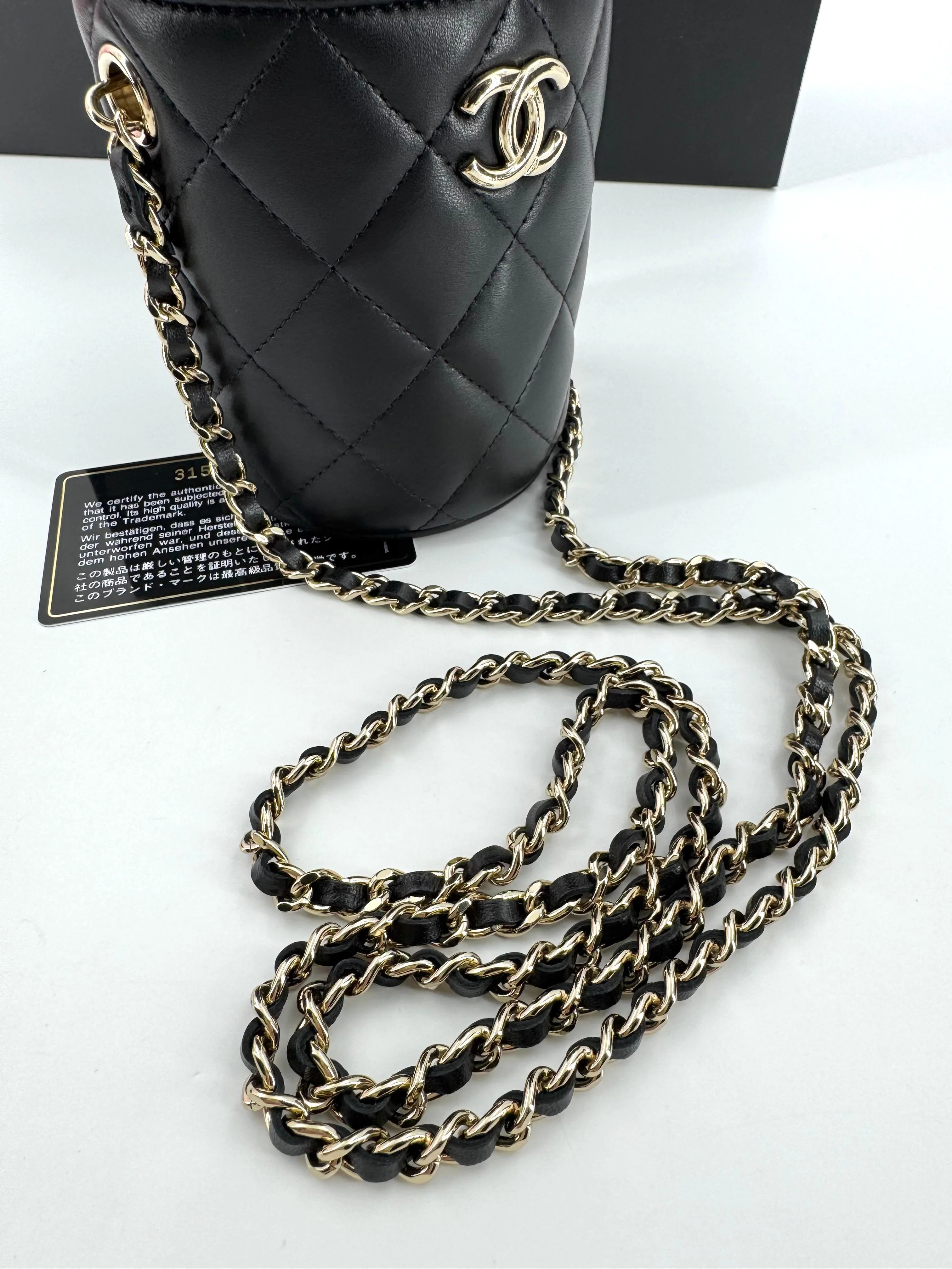 Chanel Black leather mini bucket bag silver hardware - Image 12