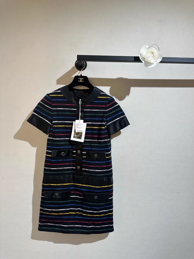 Chanel 22S black striped dress
