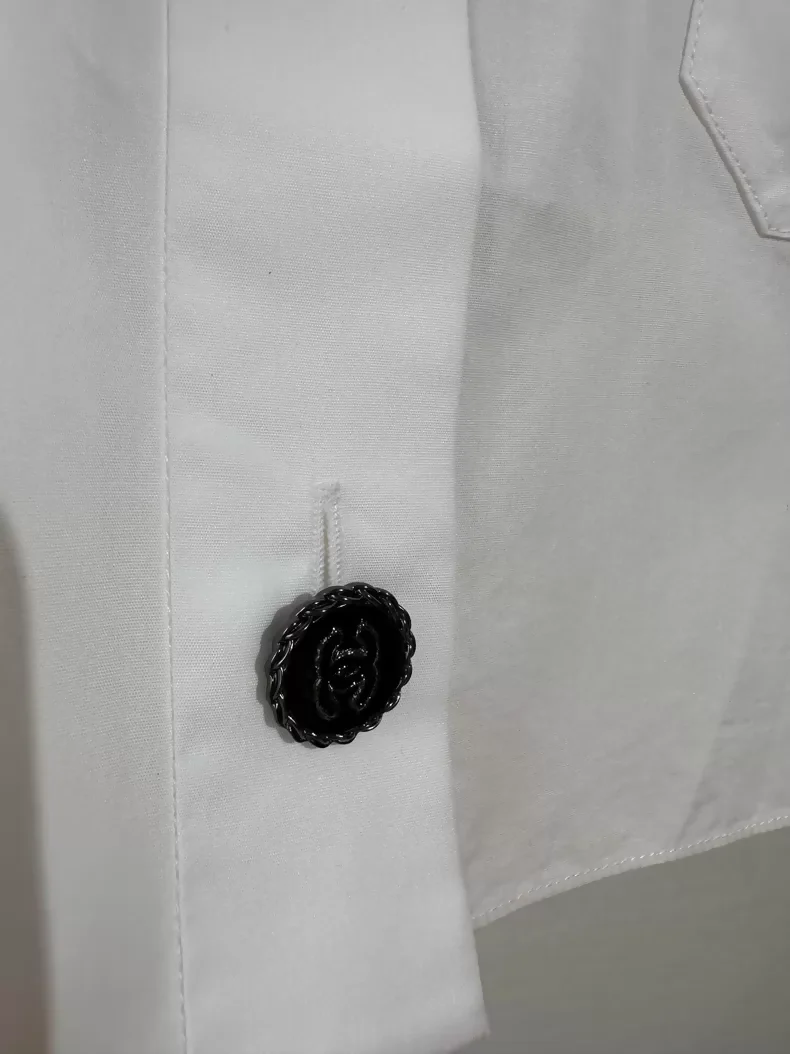 Chanel 19S White Shirt with black CC Logo - Image 2