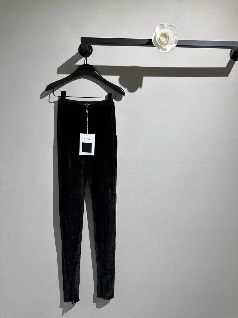 Chanel black velvet trousers