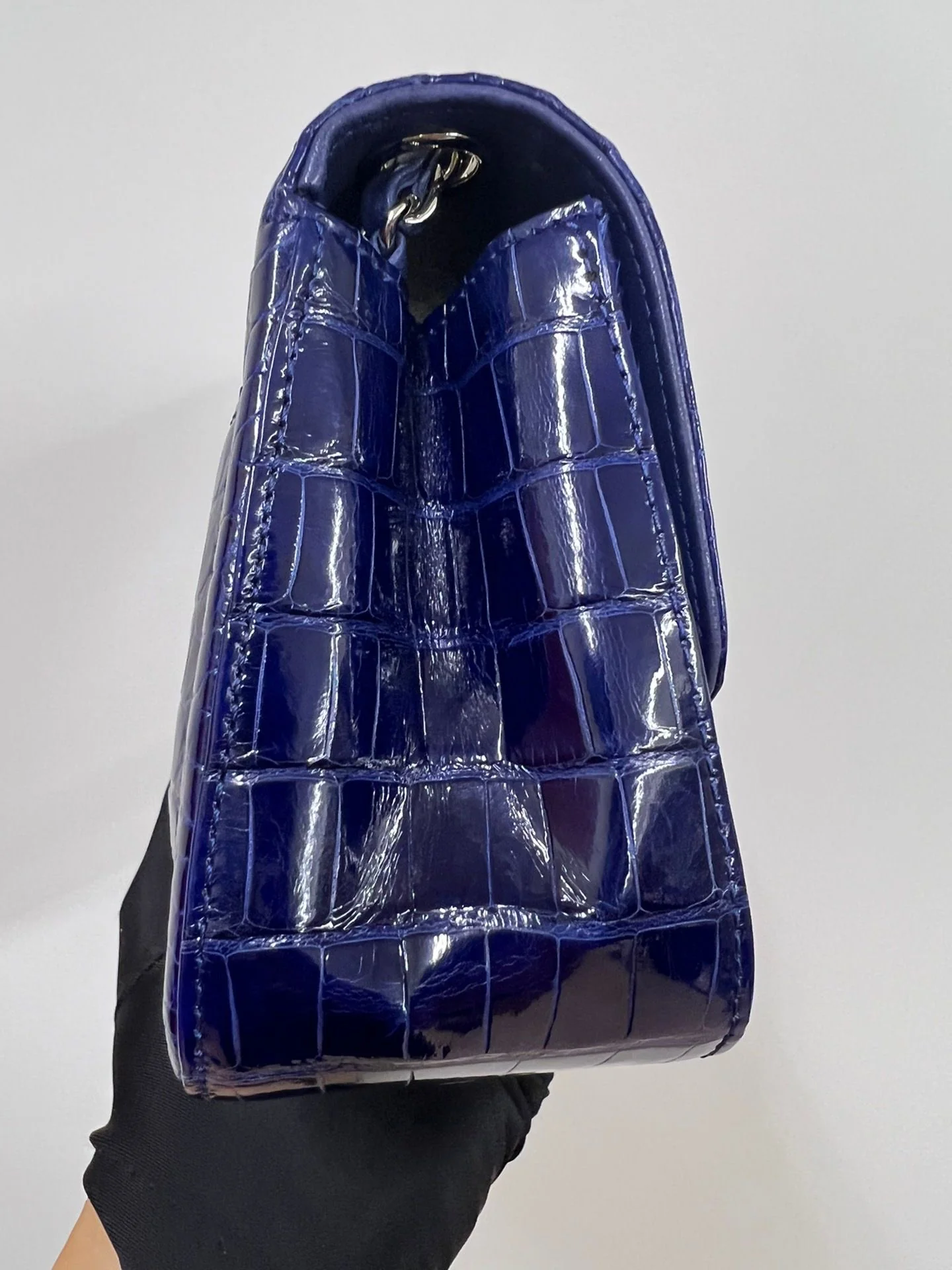 Chanel Blue Alligator mini square Flap Bag - Image 5