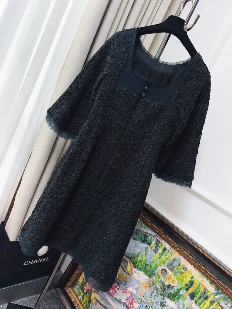 Chanel black & blue lace dress - Image 2
