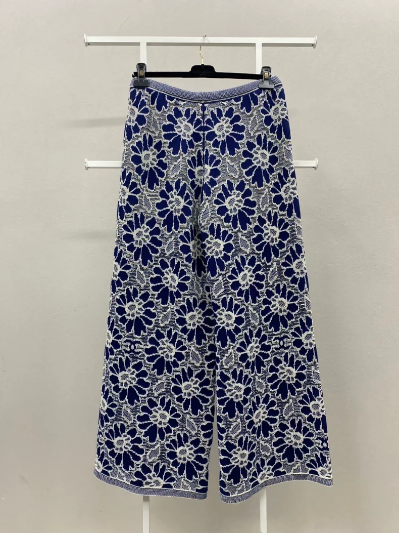 Chanel blue and white wide-leg pants