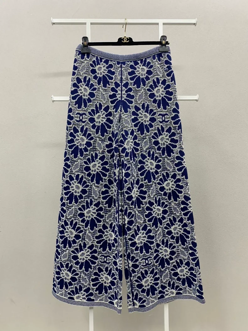 Chanel blue and white wide-leg pants - Image 2
