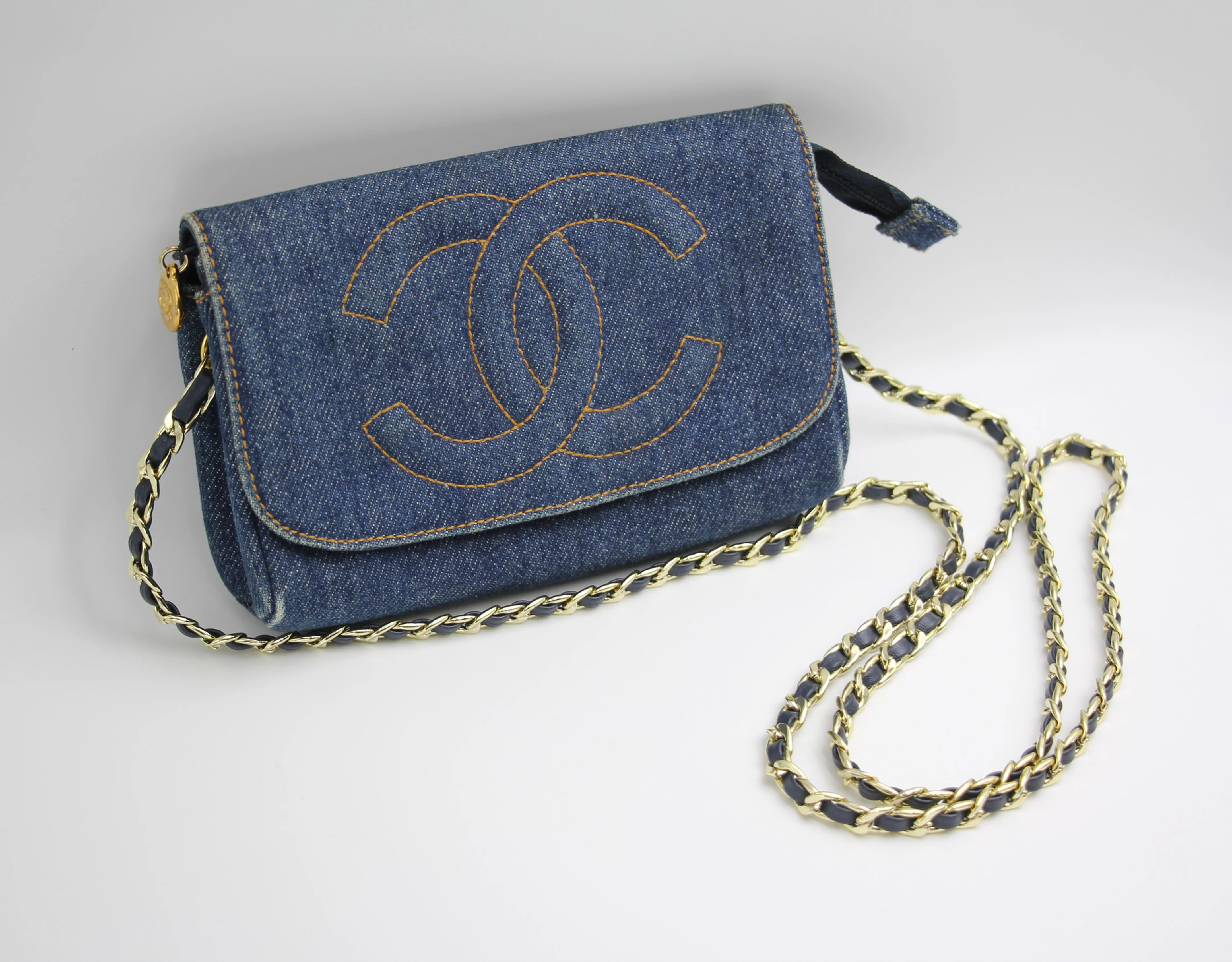 Chanel Blue Denim Coco Cosmetic Pouch Makeup Case Pouch - Image 2
