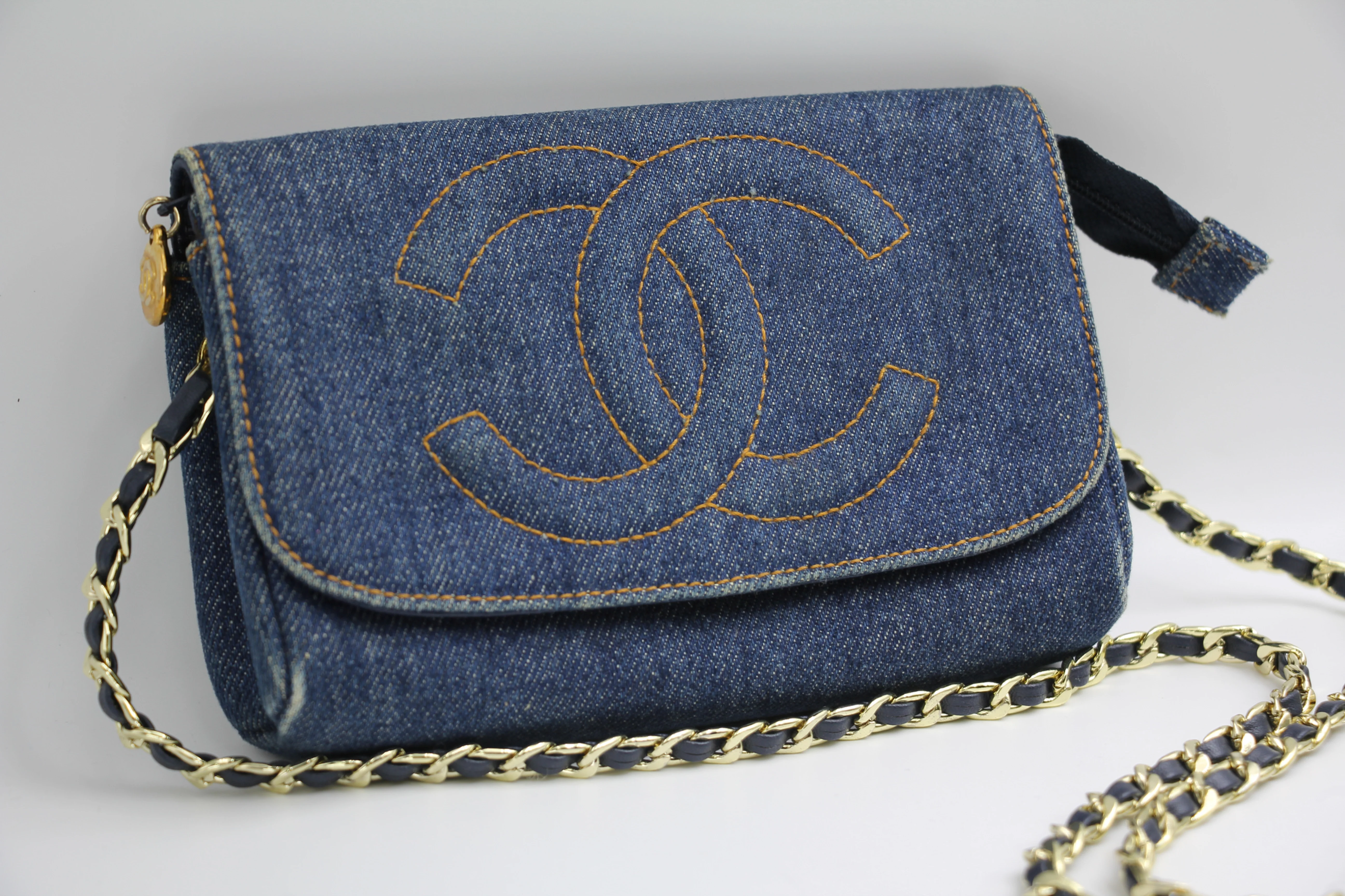 Chanel Blue Denim Coco Cosmetic Pouch Makeup Case Pouch - Image 3