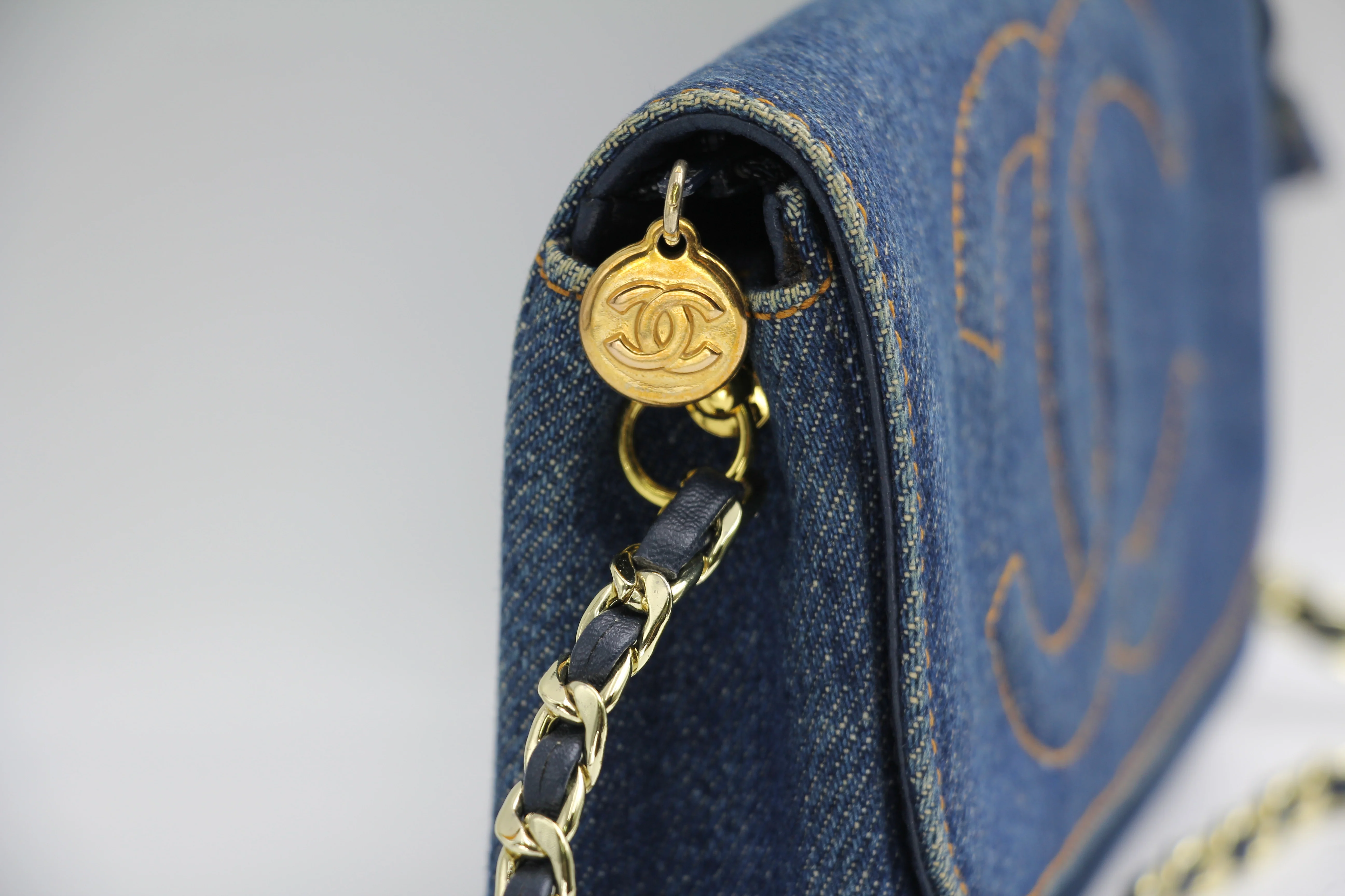 Chanel Blue Denim Coco Cosmetic Pouch Makeup Case Pouch - Image 5