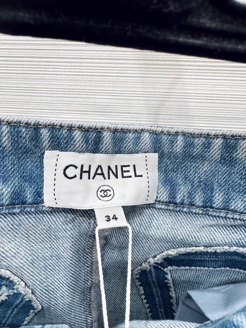Chanel 25k blue denim skirt with a bow - Image 2