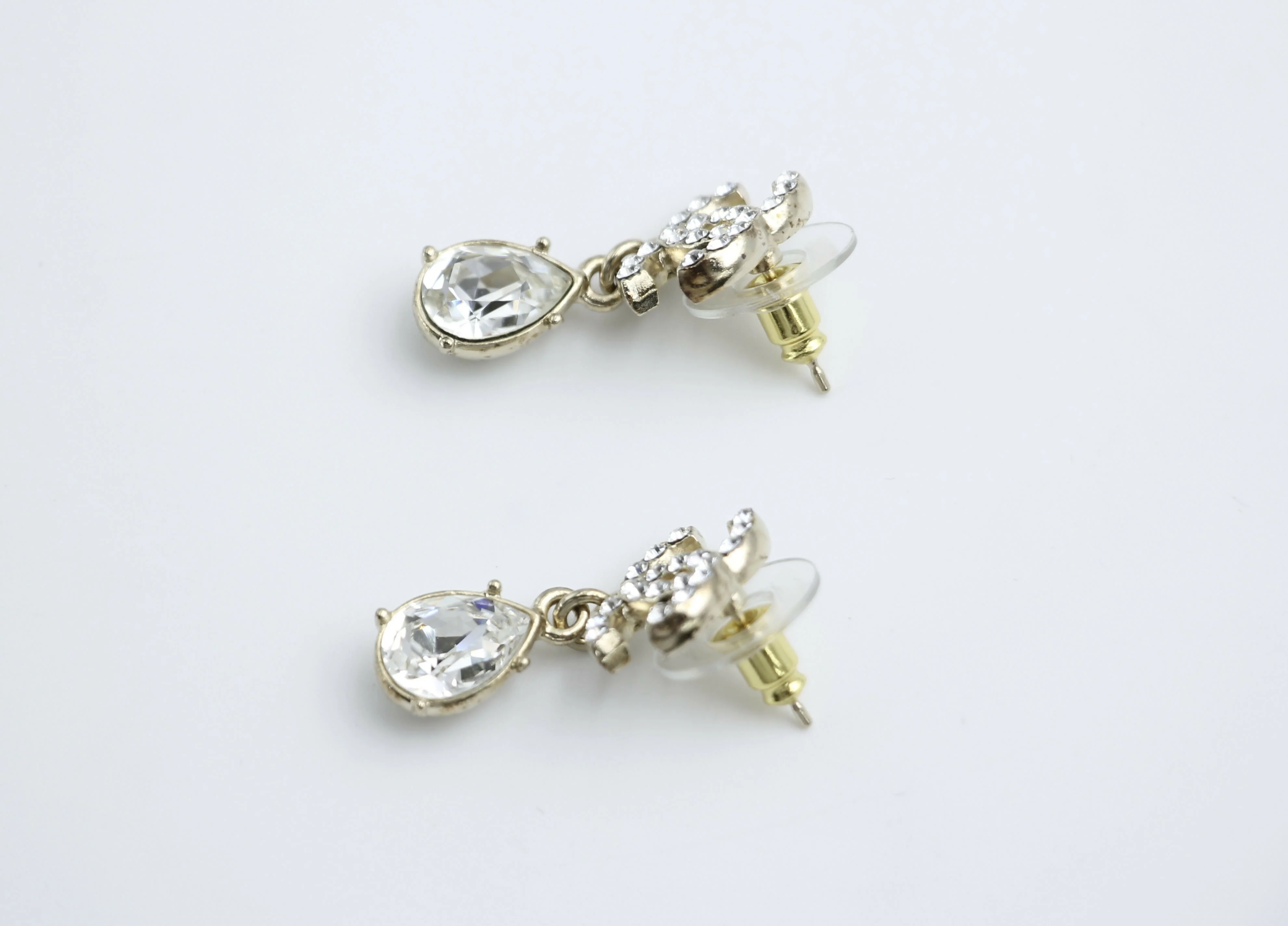 Chanel C19A Rhinestone CC Drop Dangle Stud Earrings - Image 4