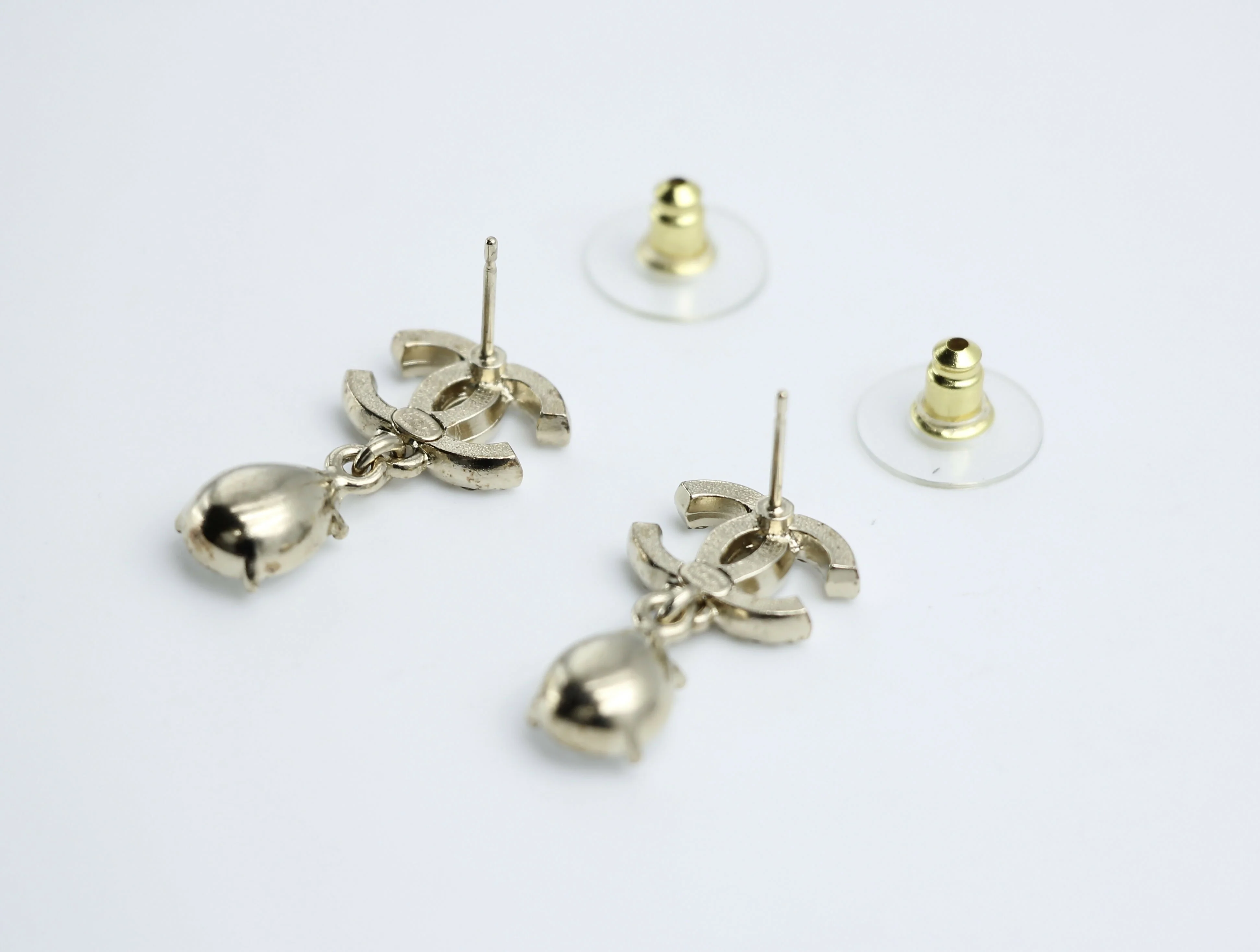 Chanel C19A Rhinestone CC Drop Dangle Stud Earrings - Image 5