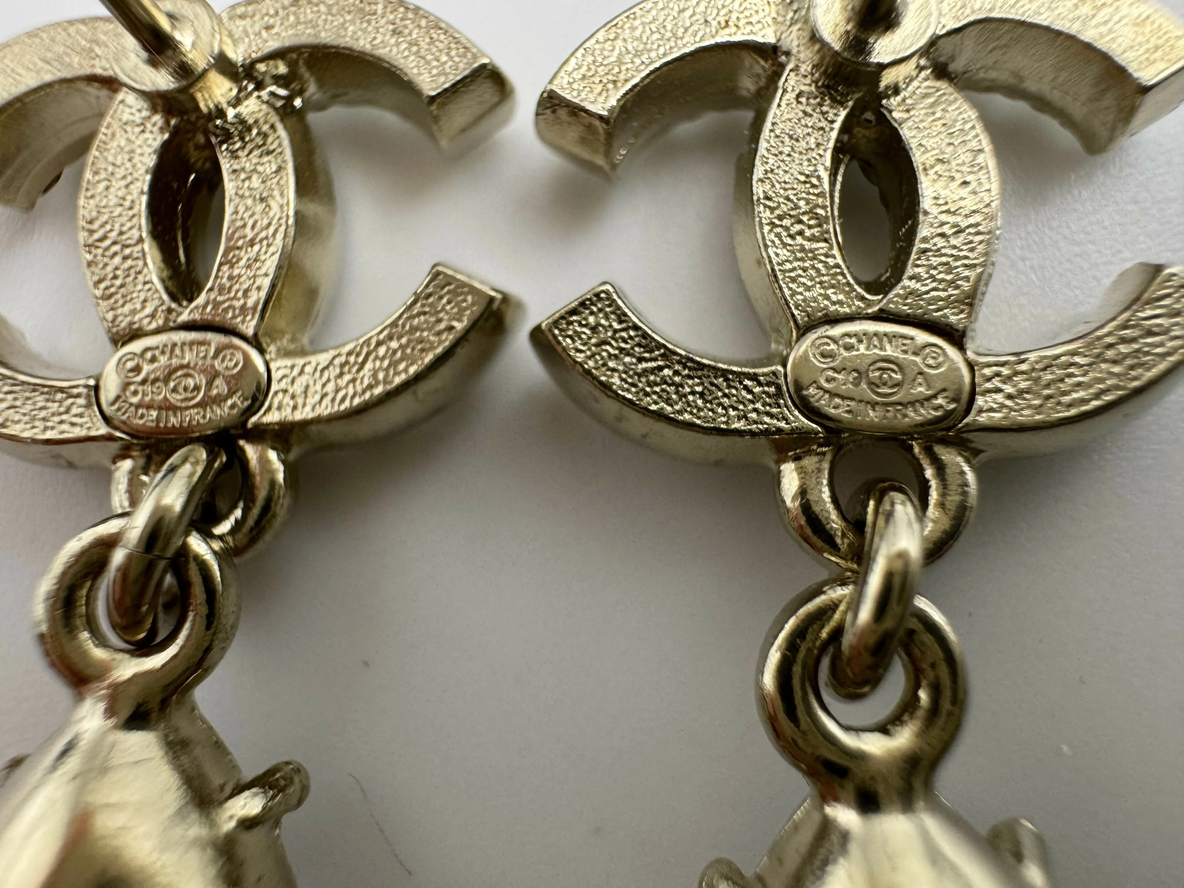 Chanel C19A Rhinestone CC Drop Dangle Stud Earrings - Image 9