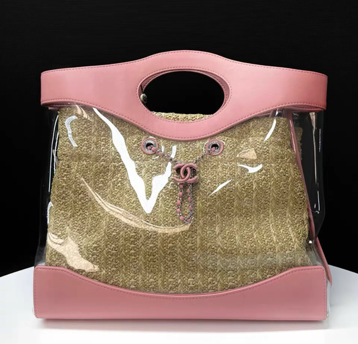 CHANEL Calfskin PVC Chanel 31 Bag Pink