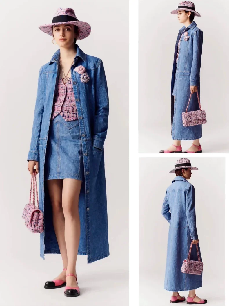 Chanel 23P long denim camellia coat 36FR - Image 6