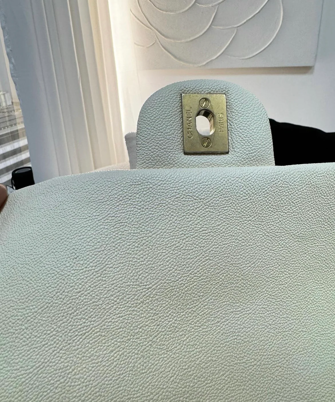 Chanel 21S White / Ivory Caviar Quilted Mini Top Handle Aged Gold Hardware - Image 10