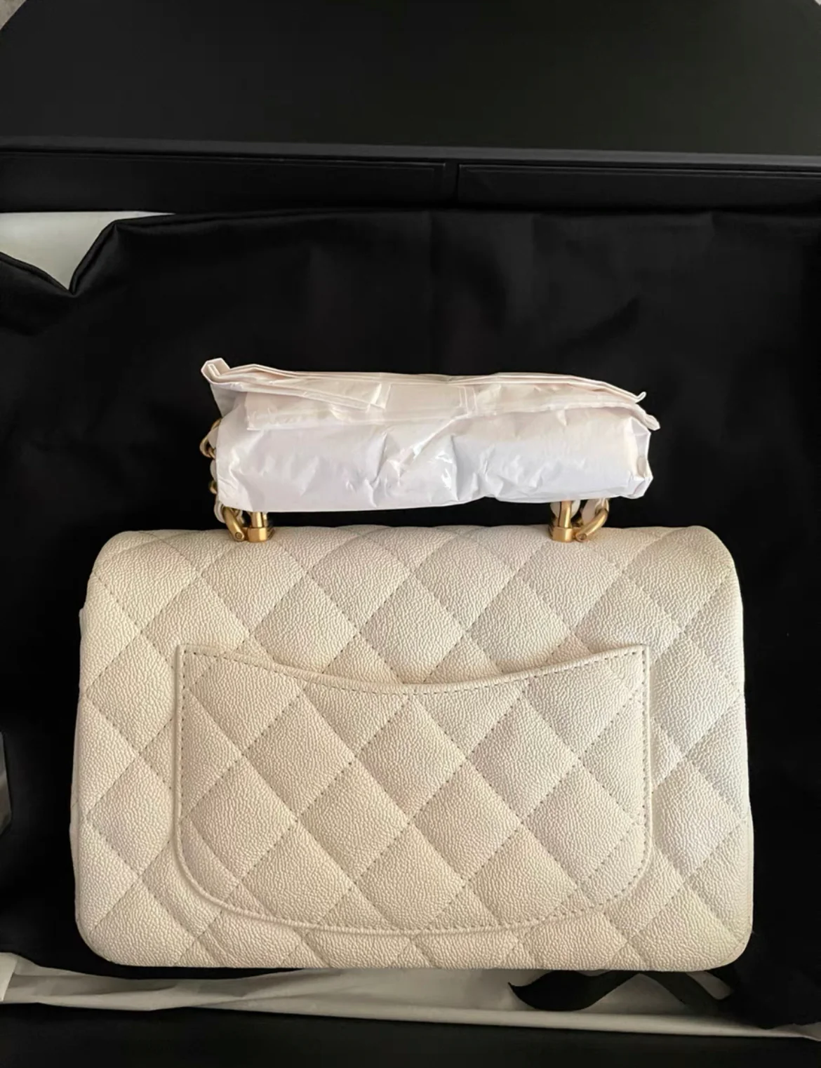 Chanel Caviar Quilted Mini Top Handle Rectangular Flap White - Image 3