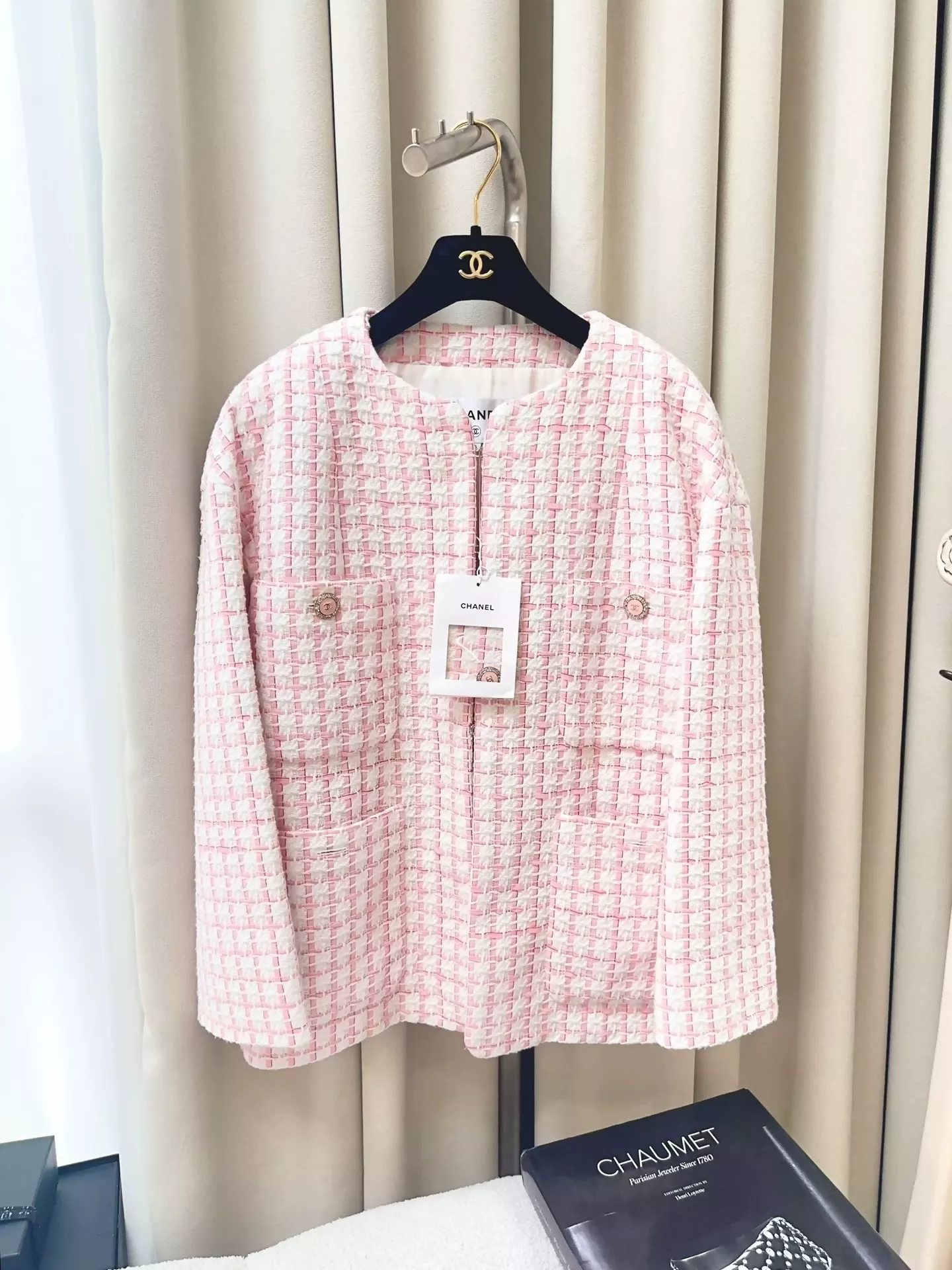 Chanel 22s pink and white jacket