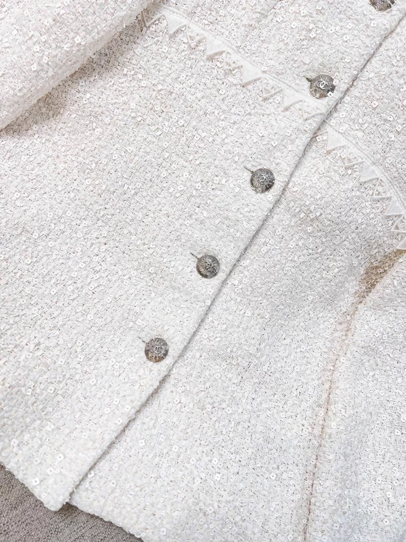 Chanel 24s white sequined tweed jacket - Image 2
