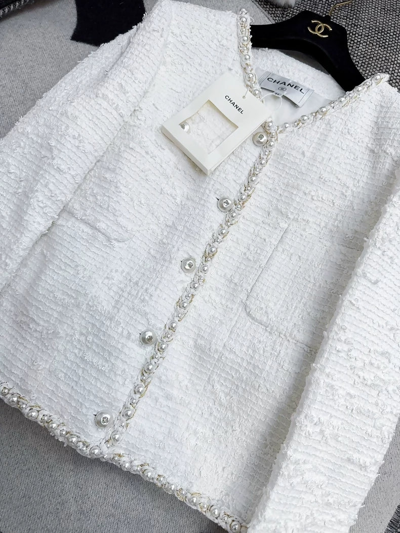 Chanel 25p White tweed jacket - Image 3