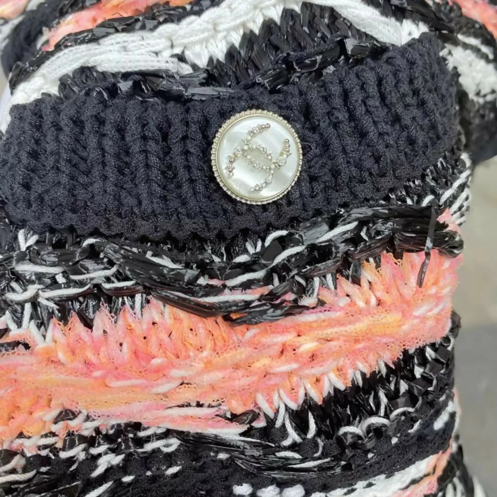 Chanel Striped Knitted Black and Pink dress - Image 3