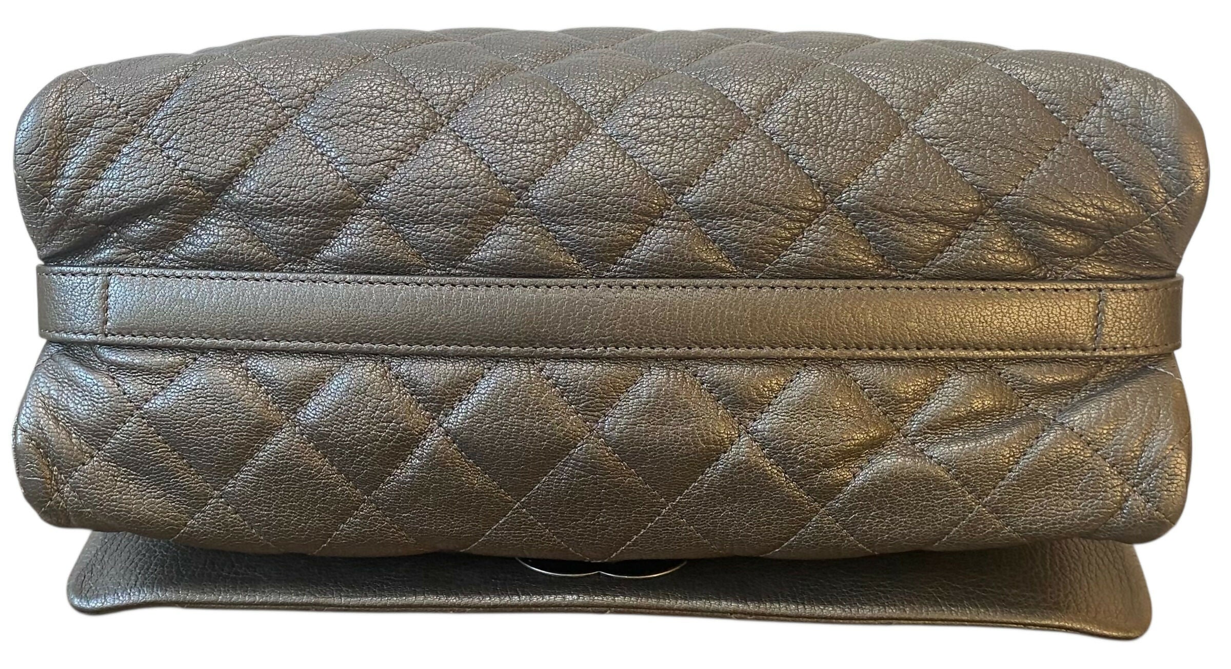 Chanel City Rock Large Dark Grey Metallic Quilted Goatskin Flap Bag - Image 10