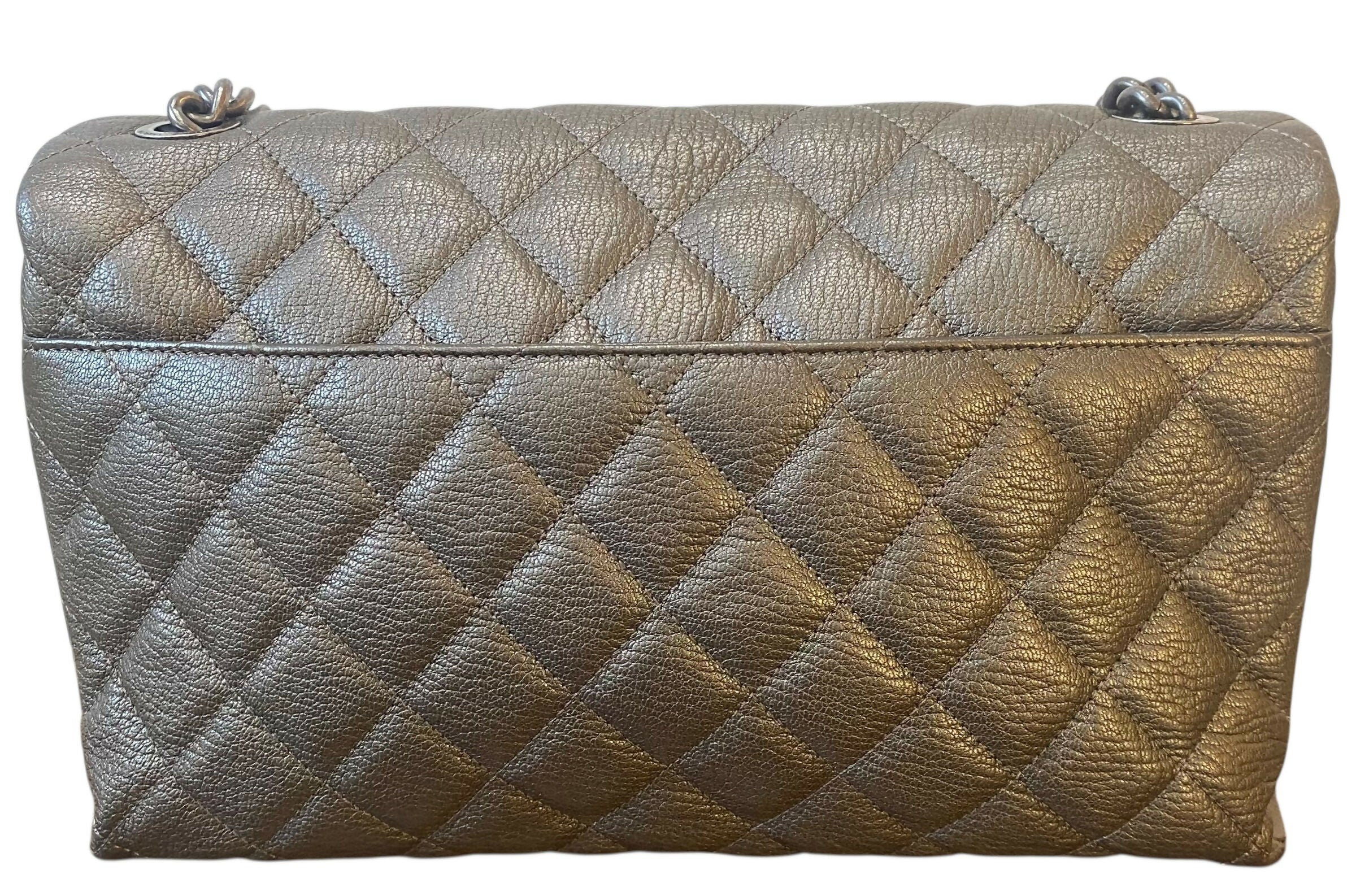 Chanel City Rock Large Dark Grey Metallic Quilted Goatskin Flap Bag - Image 5