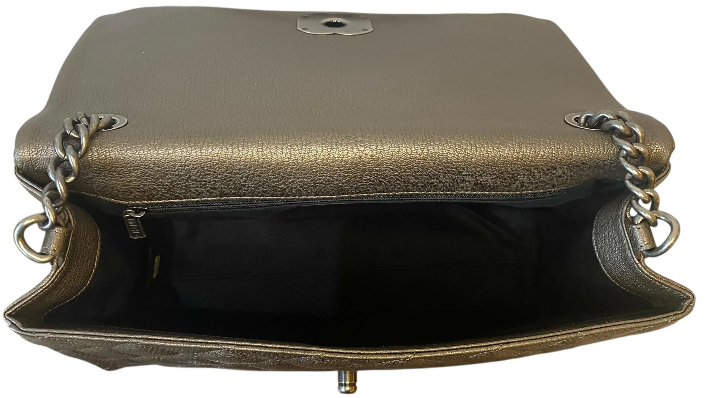 Chanel City Rock Large Dark Grey Metallic Quilted Goatskin Flap Bag - Image 8