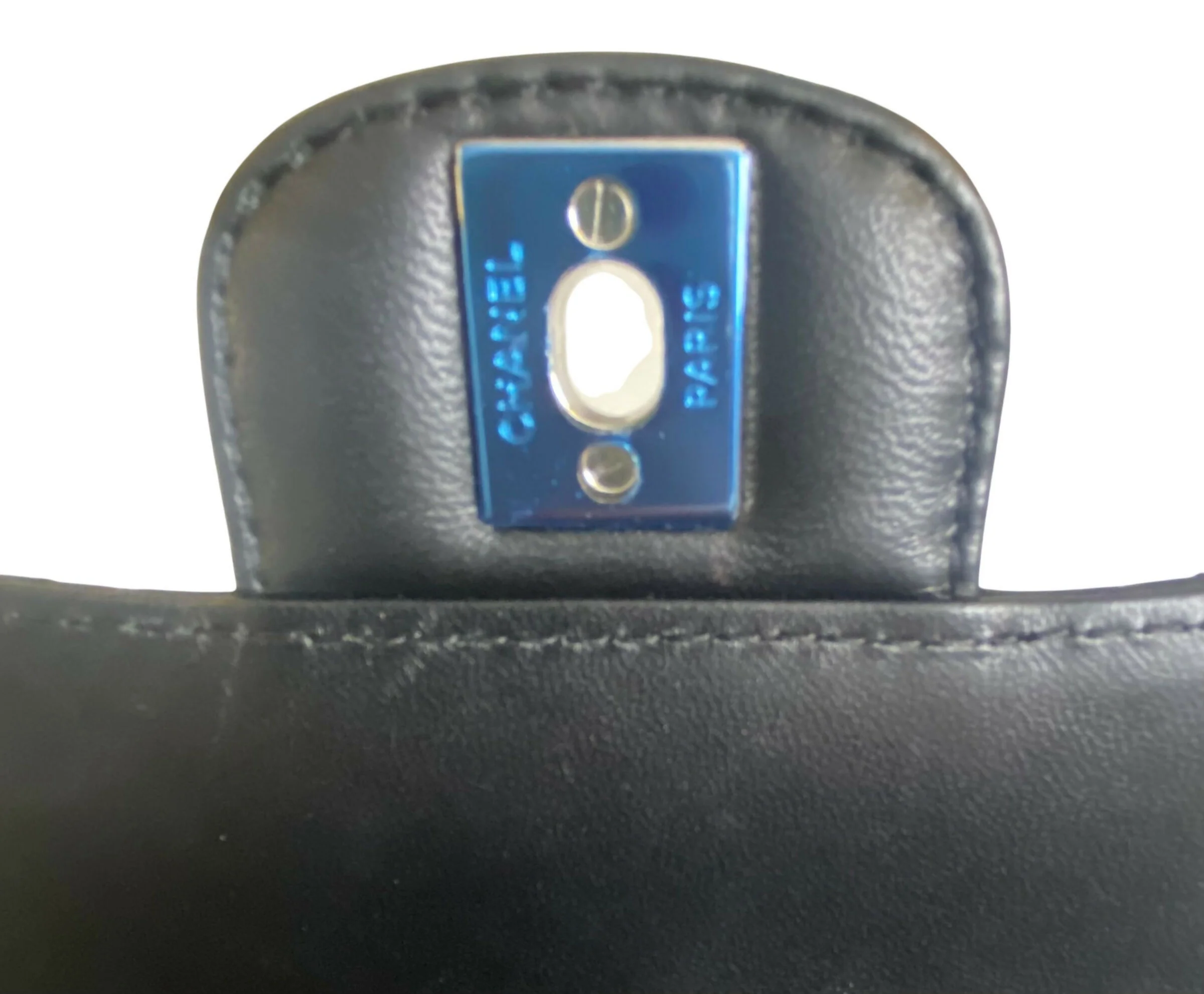 Chanel Classic Black CC Kisslock Lambskin Frame Compartment Bag - Image 10