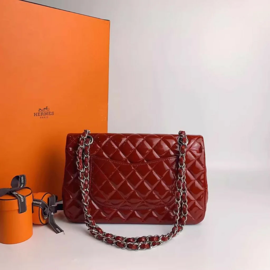 Chanel Classic Flap Medium with Red Patent Leather - Image 2