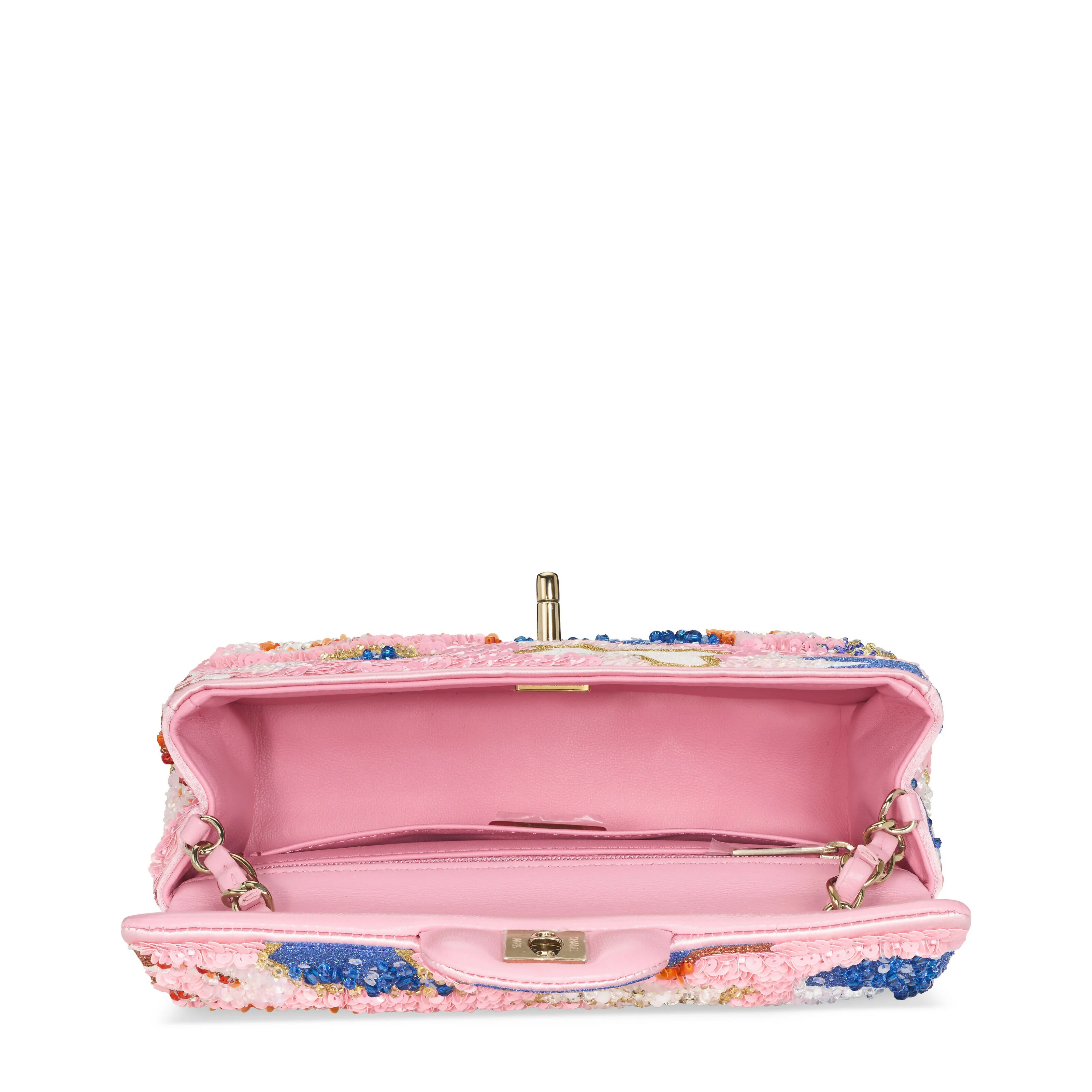 Chanel Classic Mini Rectangular Flap, Sequin and Glitter– Light Gold Hardware 2023 - Image 3