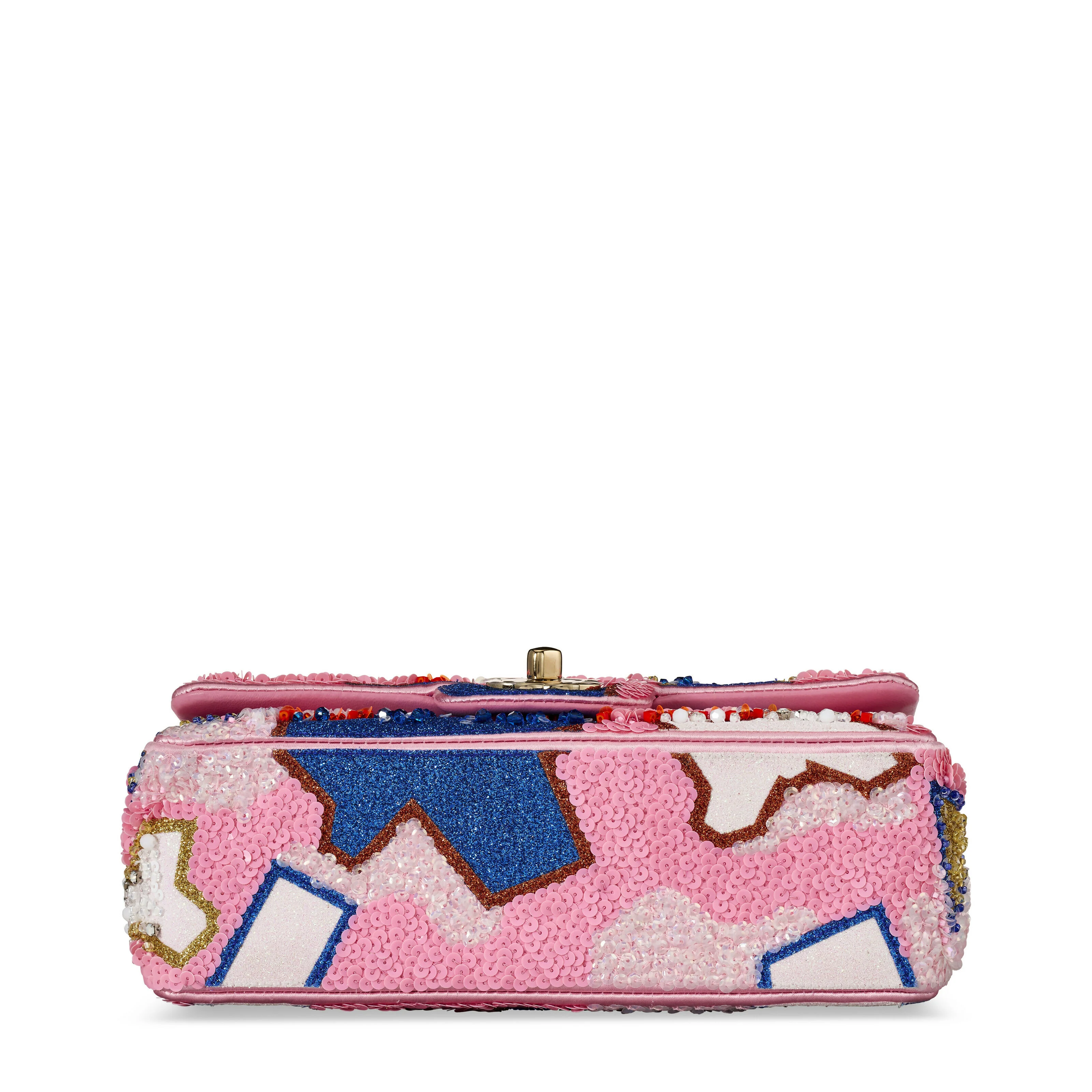 Chanel Classic Mini Rectangular Flap, Sequin and Glitter– Light Gold Hardware 2023 - Image 4