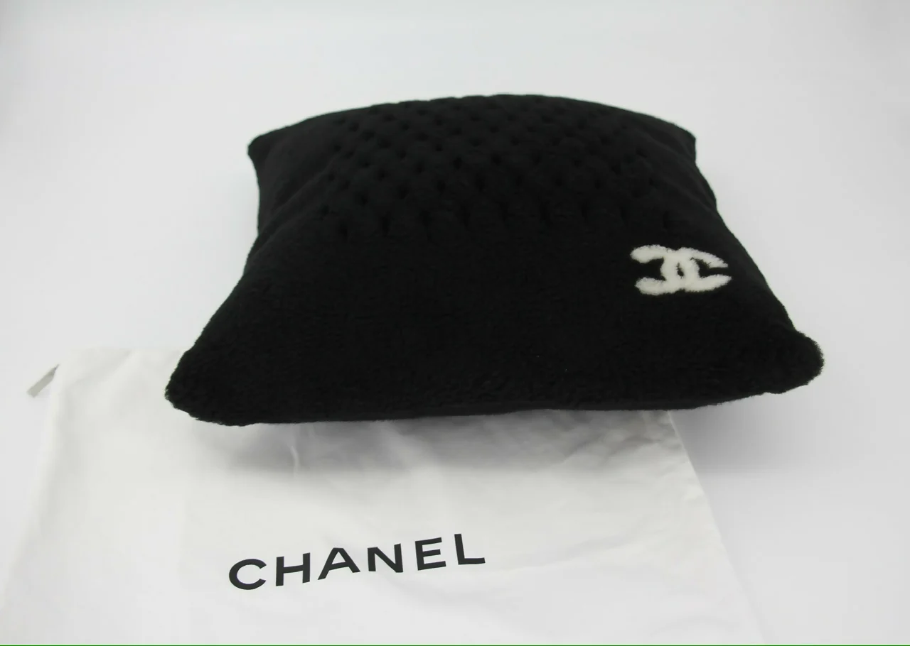 Chanel Coco Mark Cotton Cashmere Black Pillow Cushion - Image 3