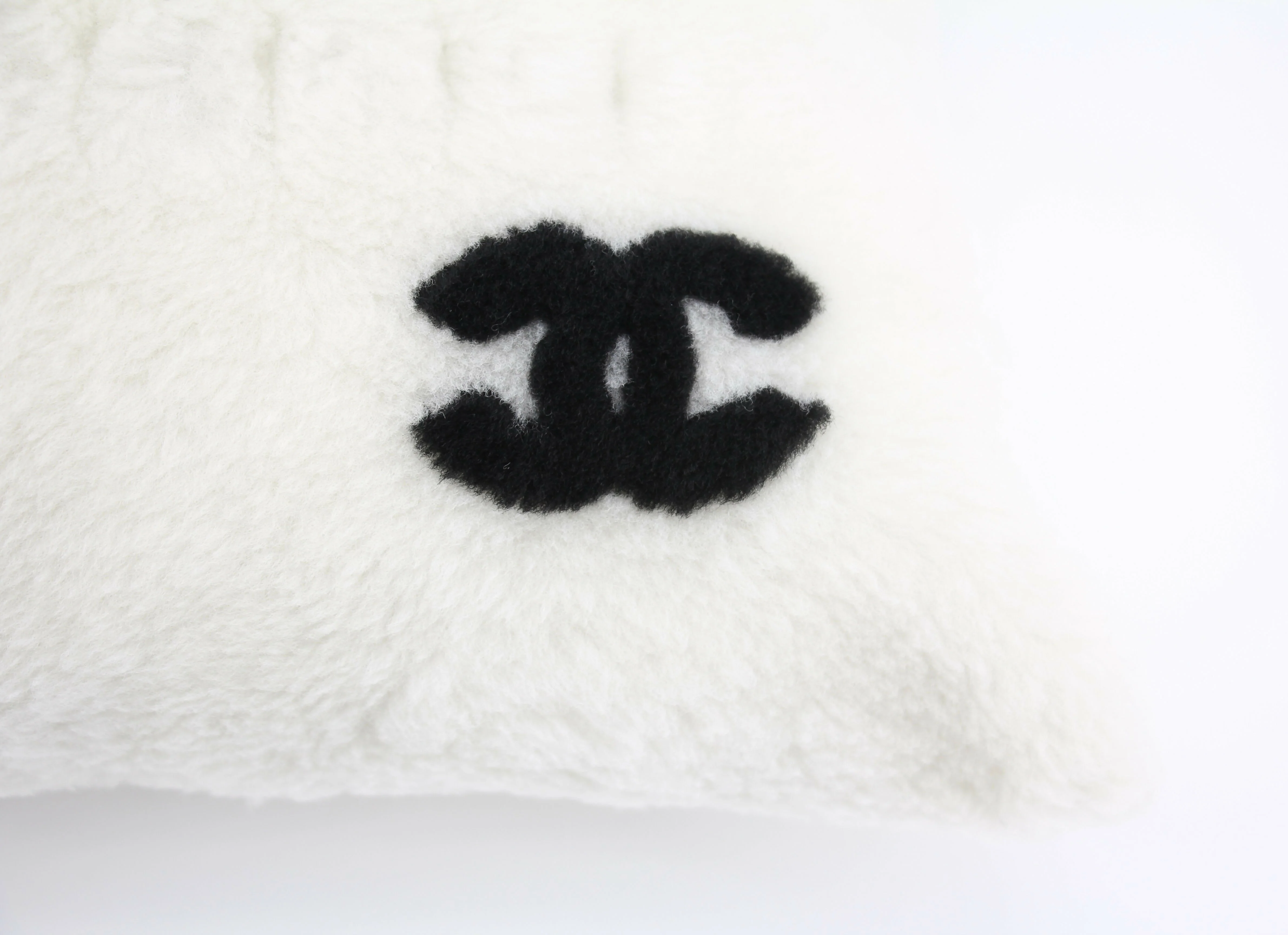 Chanel Coco Mark Logo Cotton Cashmere White Cushion Pillow - Image 3