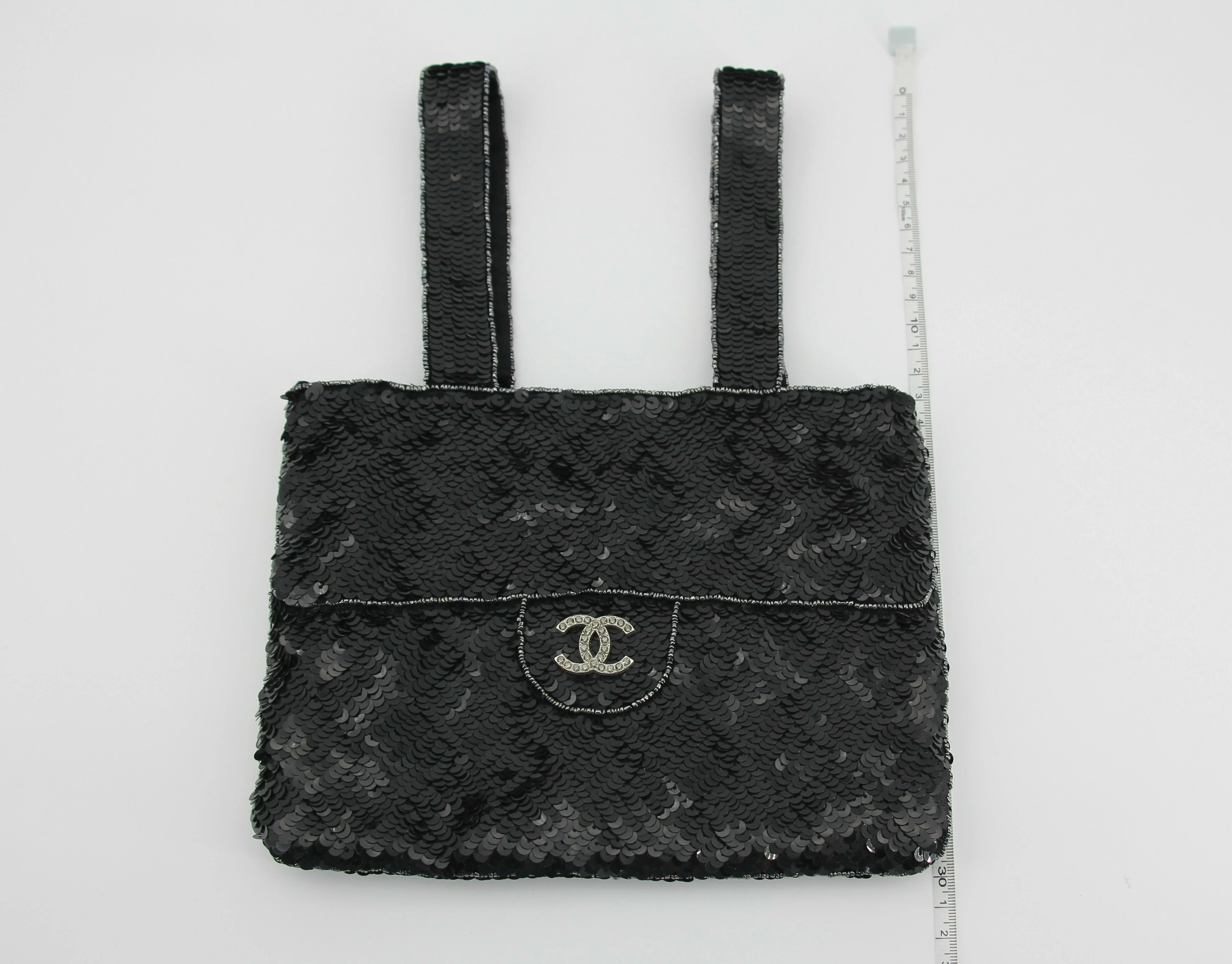 Chanel Coco Mark Metallic Black Sequin Tote Bag - Image 10
