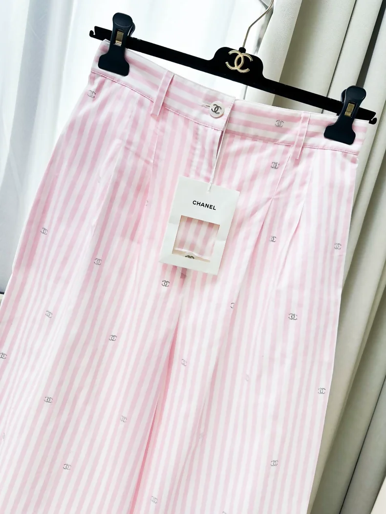 Chanel 24M Coco beach Pink and White Stripe pant - Image 2