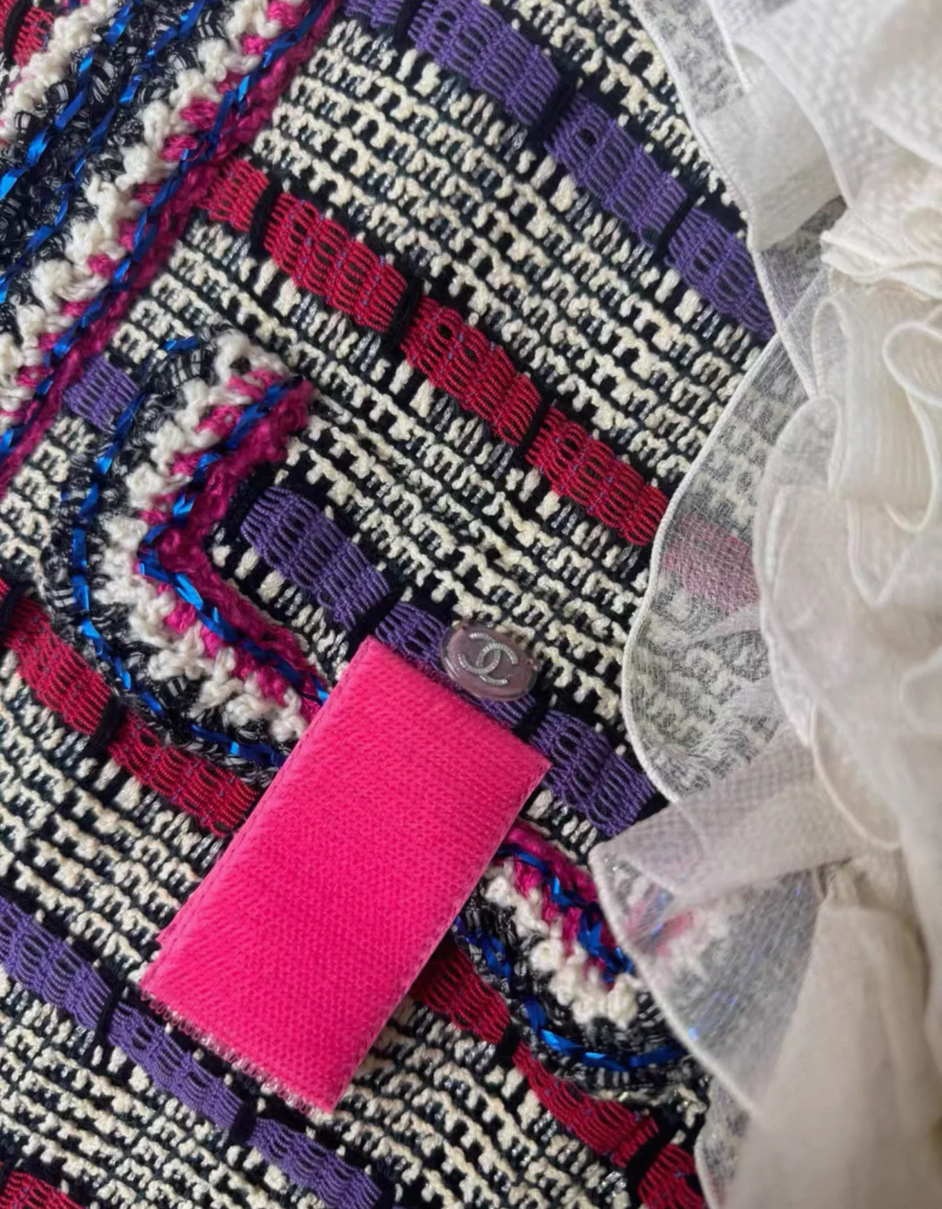 Chanel 17S white/black/purple/pink cotton jacket - Image 2