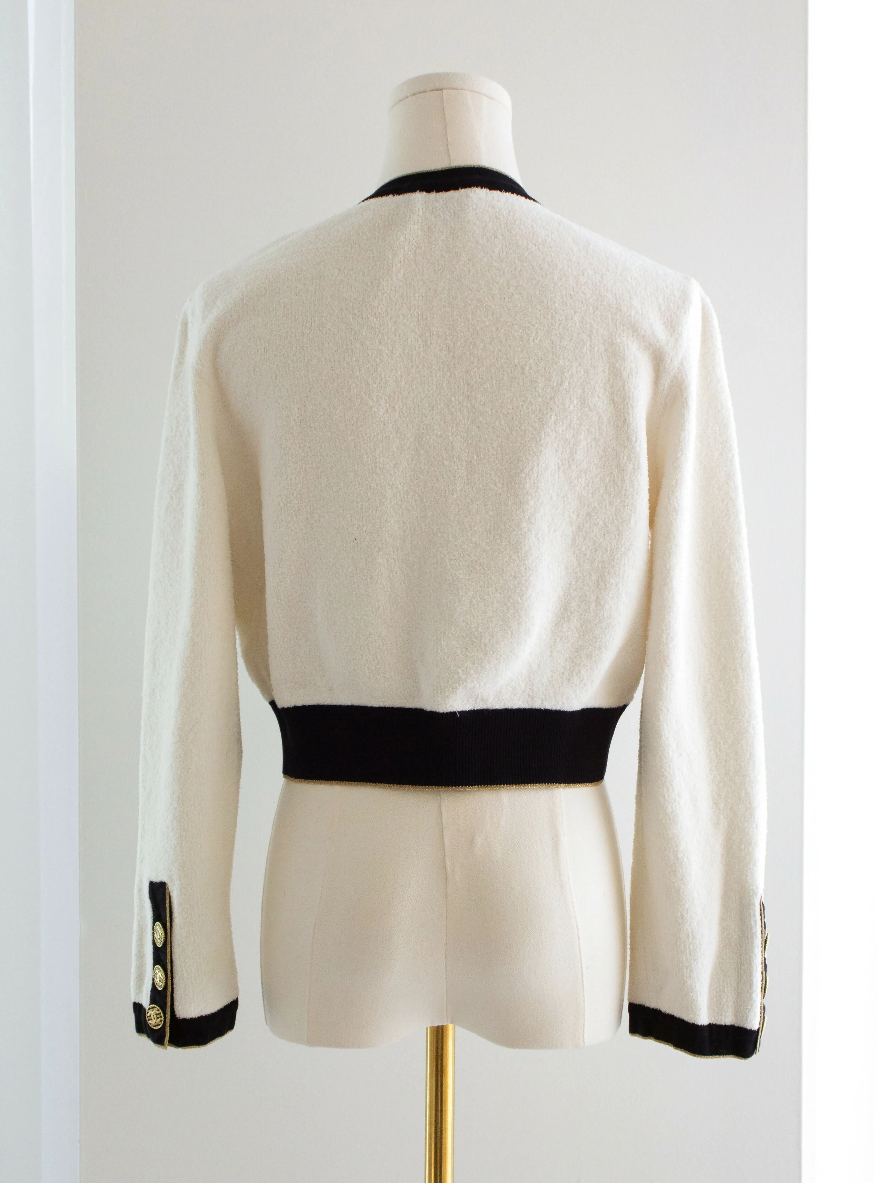 Chanel Cruise 2019 La Pausa White Black Gold Terry 19C Cardigan Jacket - Image 2