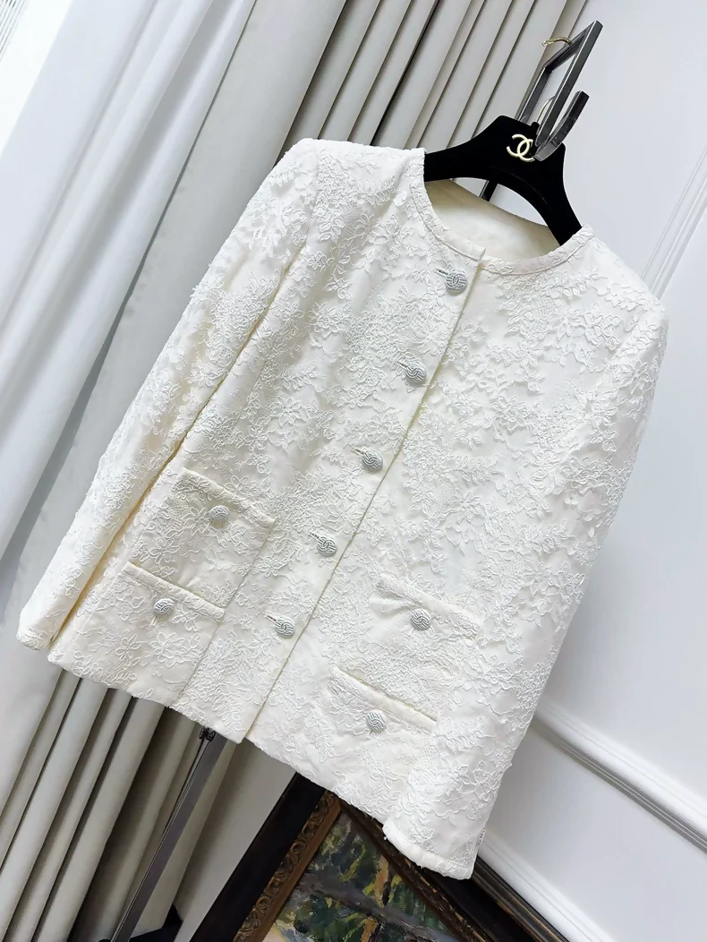 Chanel 20C ecru white lace jacket