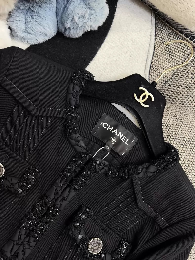 Chanel Cuban Collection Black Denim Jacket - Image 2