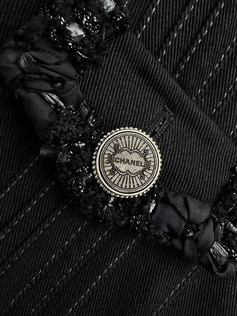 Chanel Cuban Collection Black Denim Jacket - Image 3